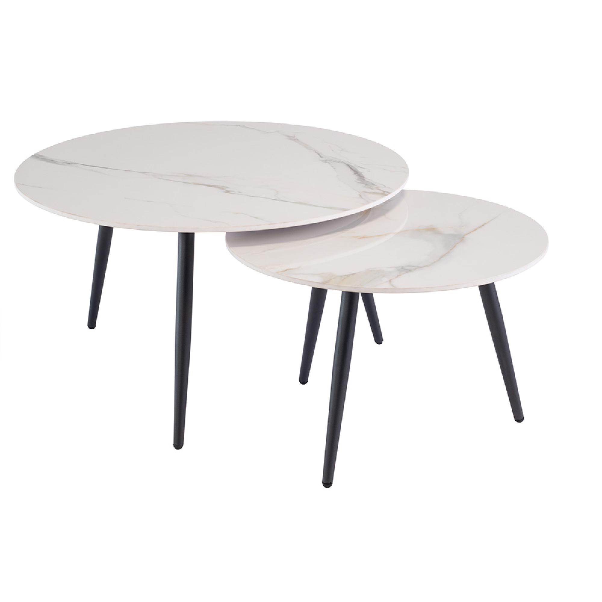 Luna Coffee Tables - Set of 2 - Round - Kass Marble Effect