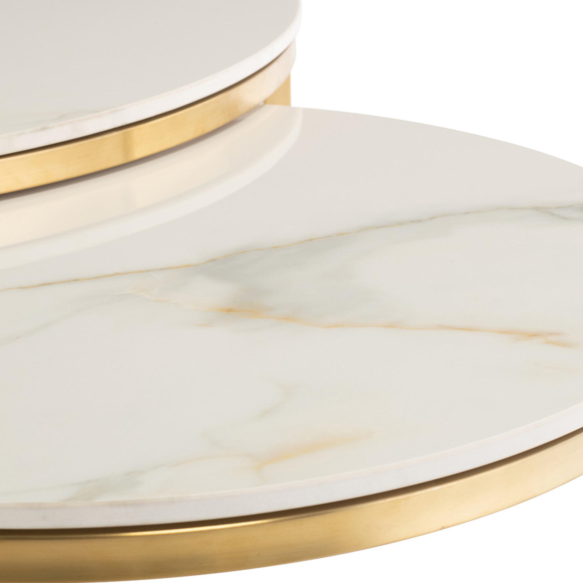 Portafino Coffee Tables - Set of 2 - Round - Kass Gold Marble Effect and Gold