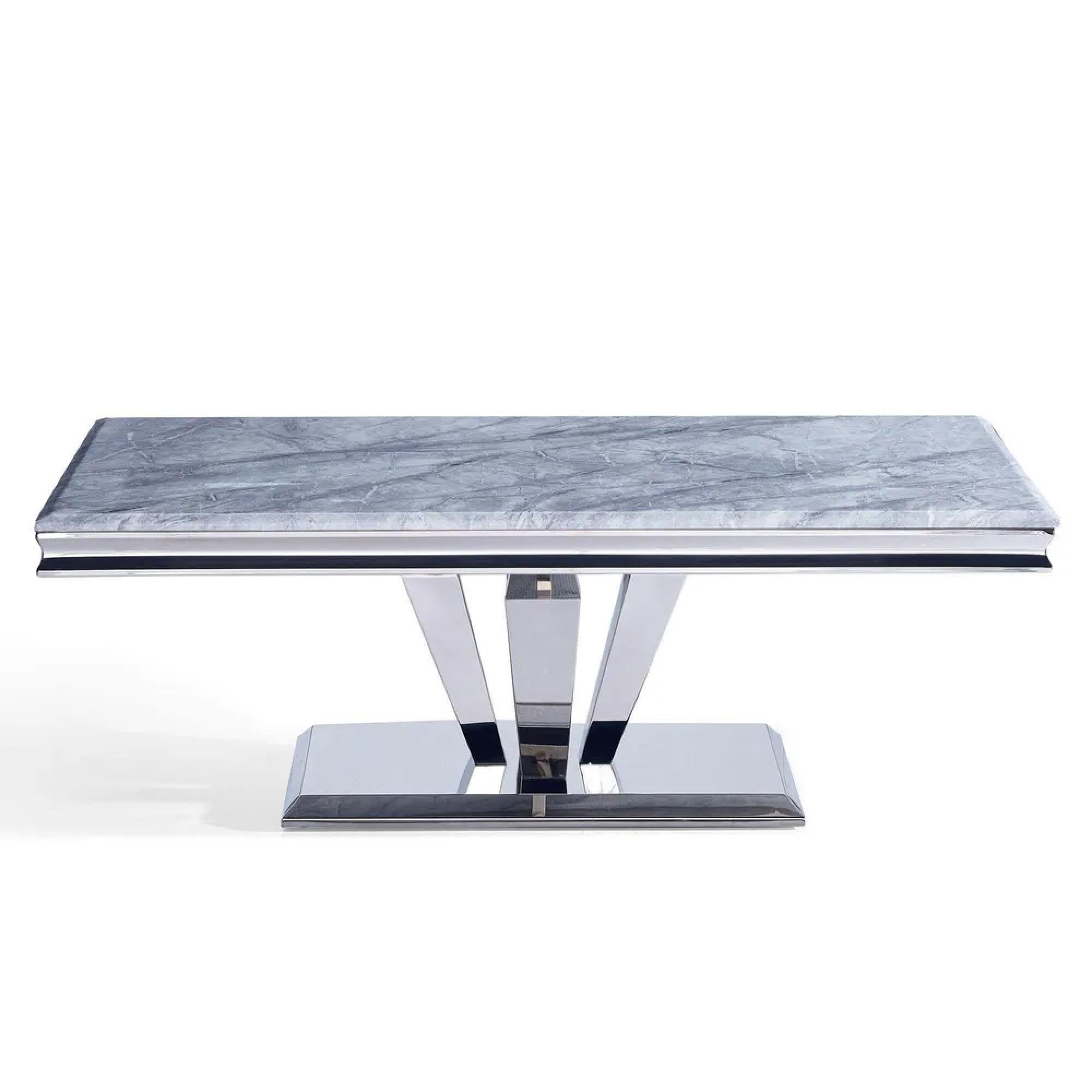 Dolce Coffee Table - Grey Marble & Chrome