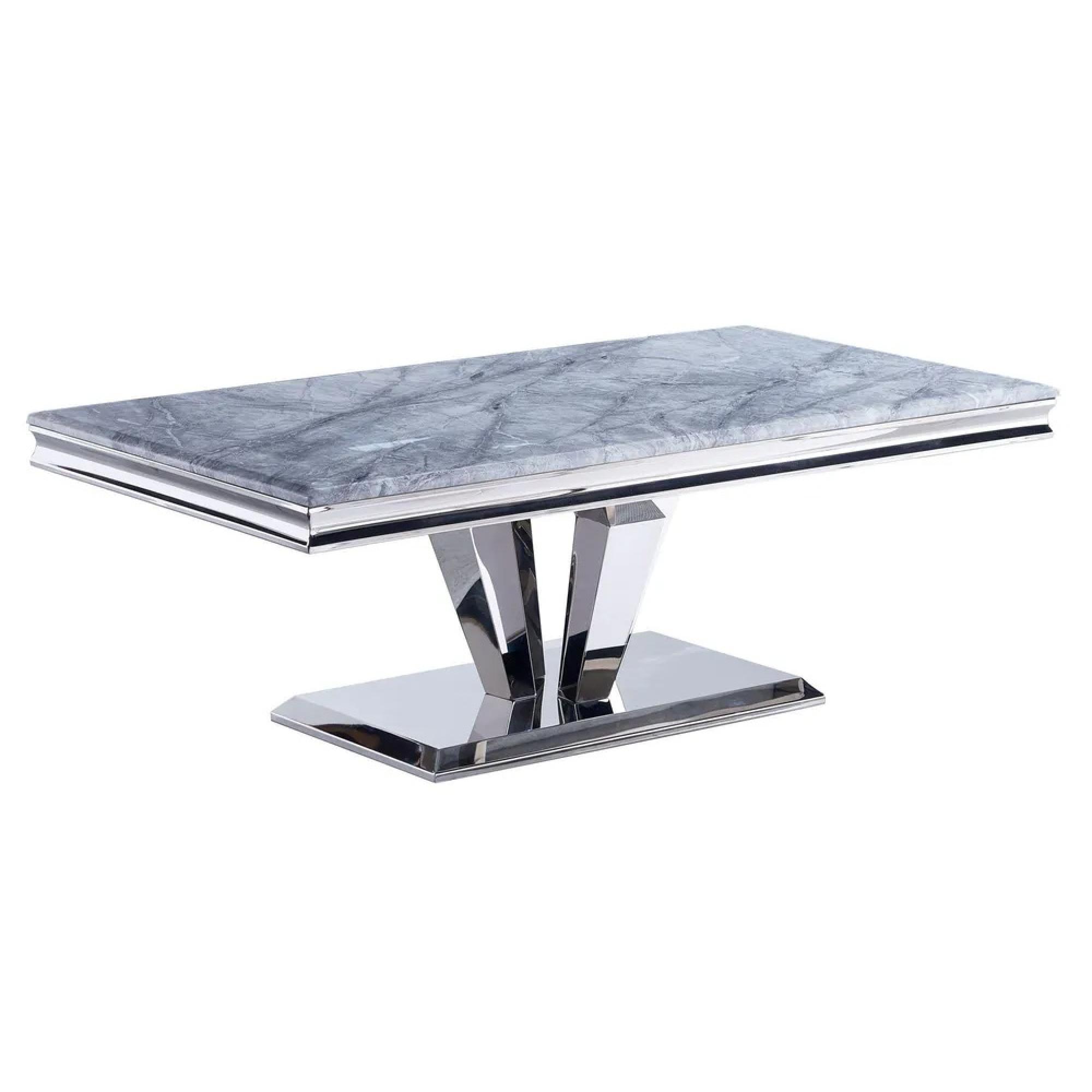 Dolce Coffee Table - Grey Marble & Chrome