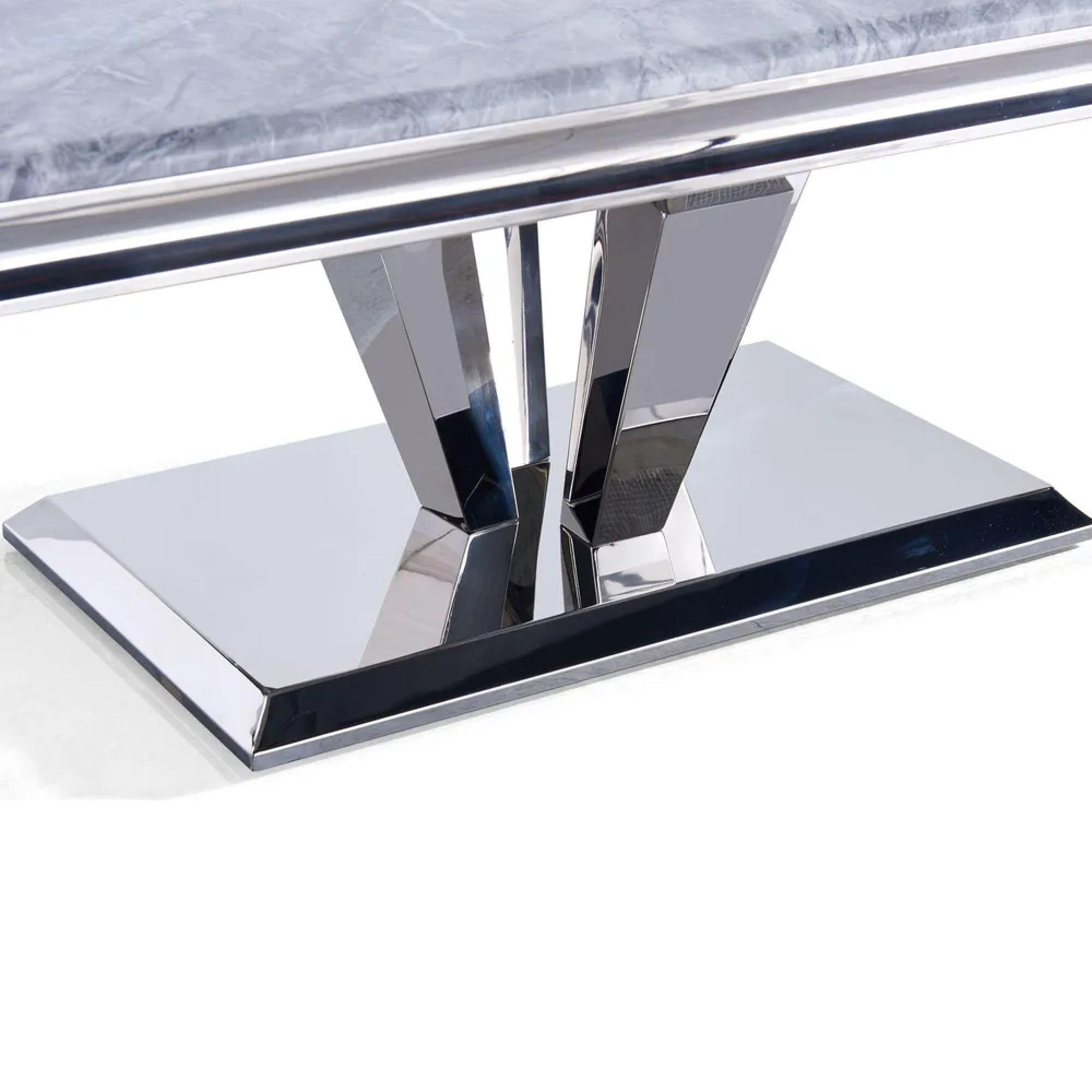 Dolce Coffee Table - Grey Marble & Chrome