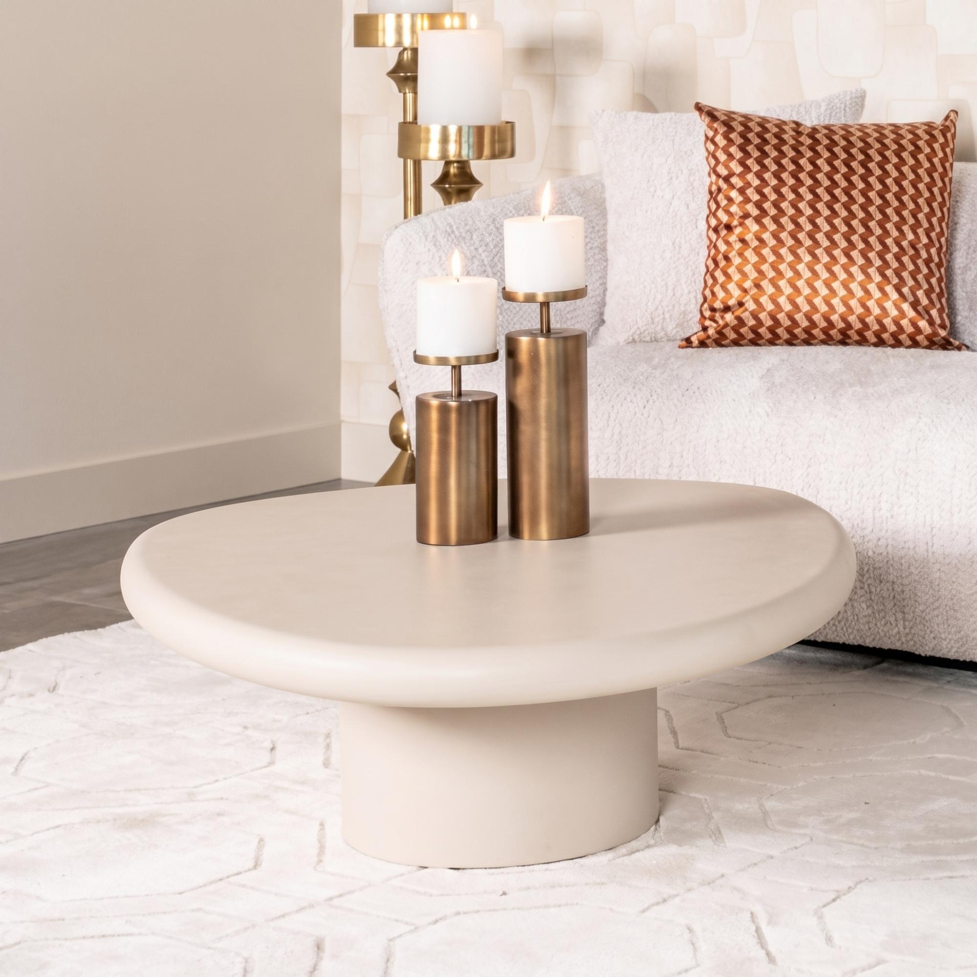 Clayton Lime Plaster Curved Coffee Table