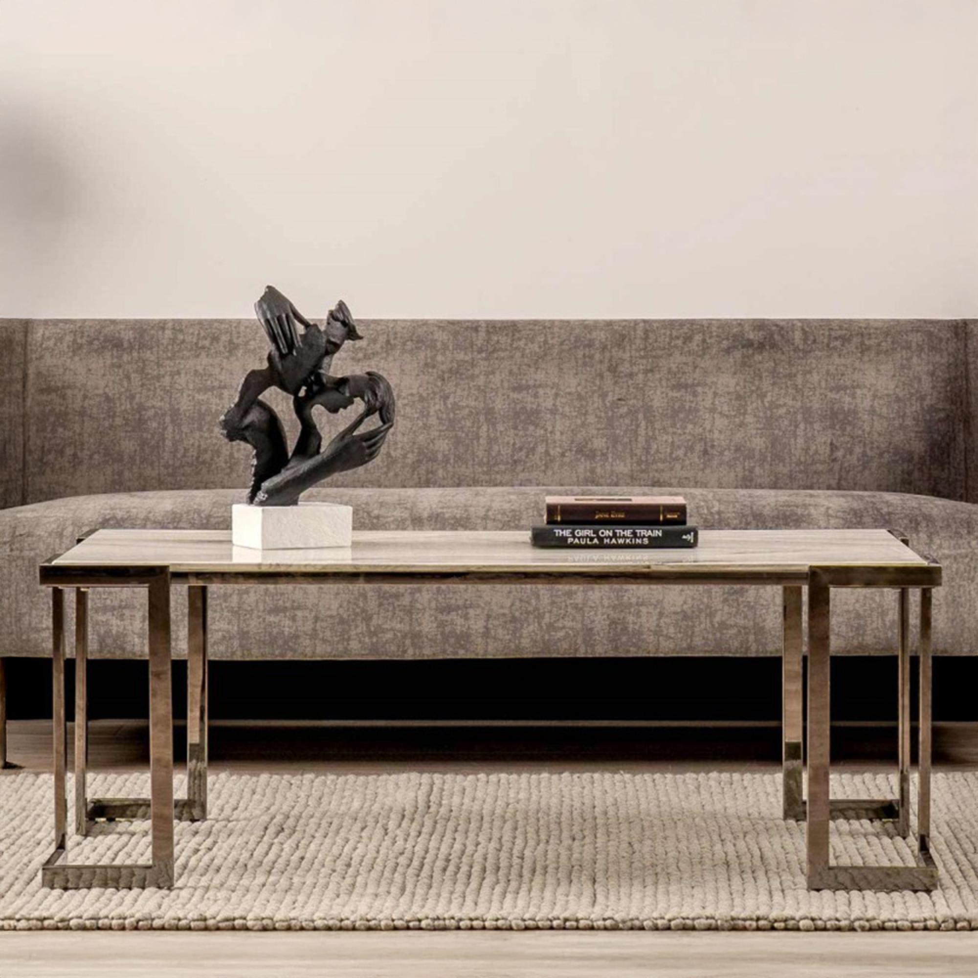 Aamari Coffee Table - White Marble Effect and Metal