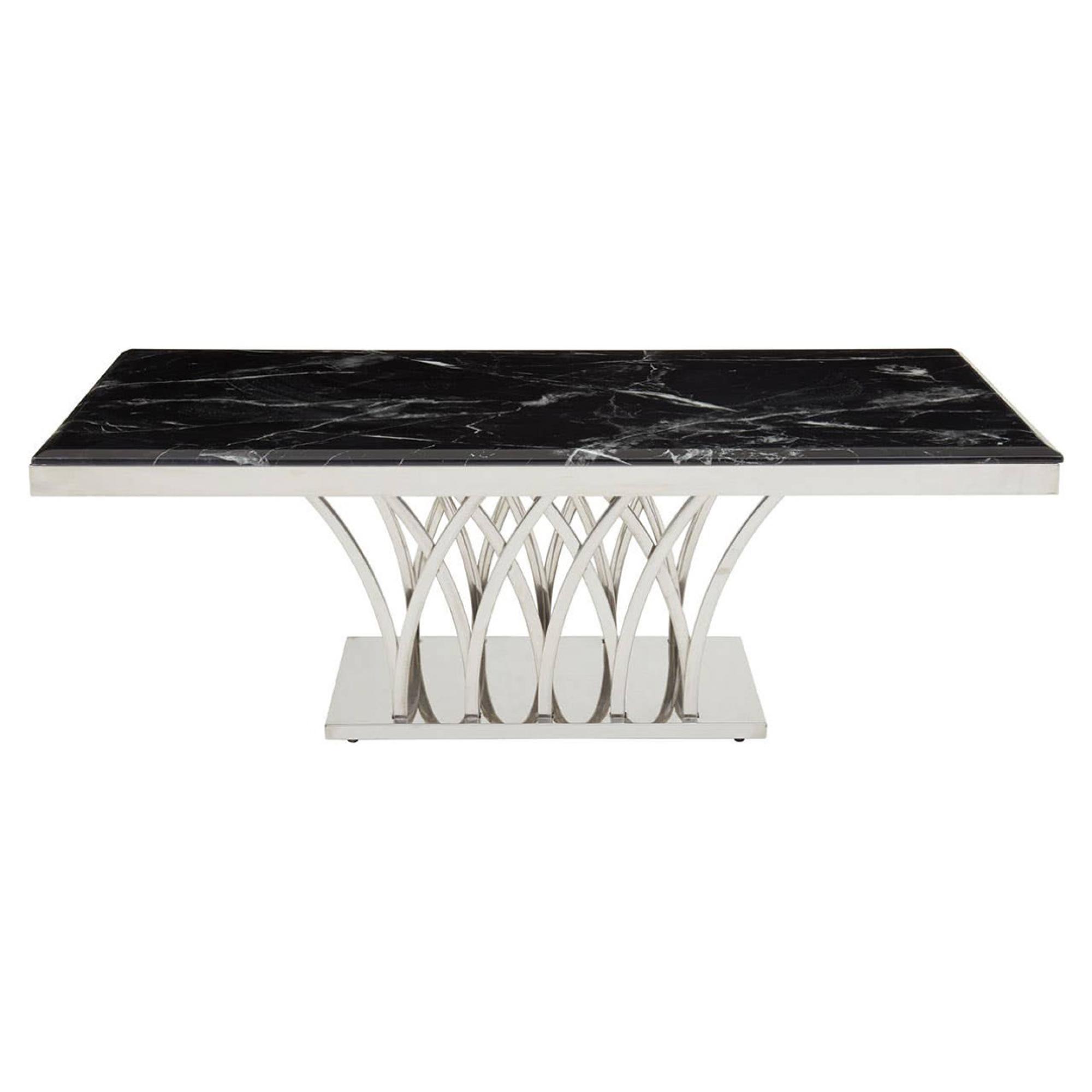 Arenza Coffee Table - Black Marble with Silver Base