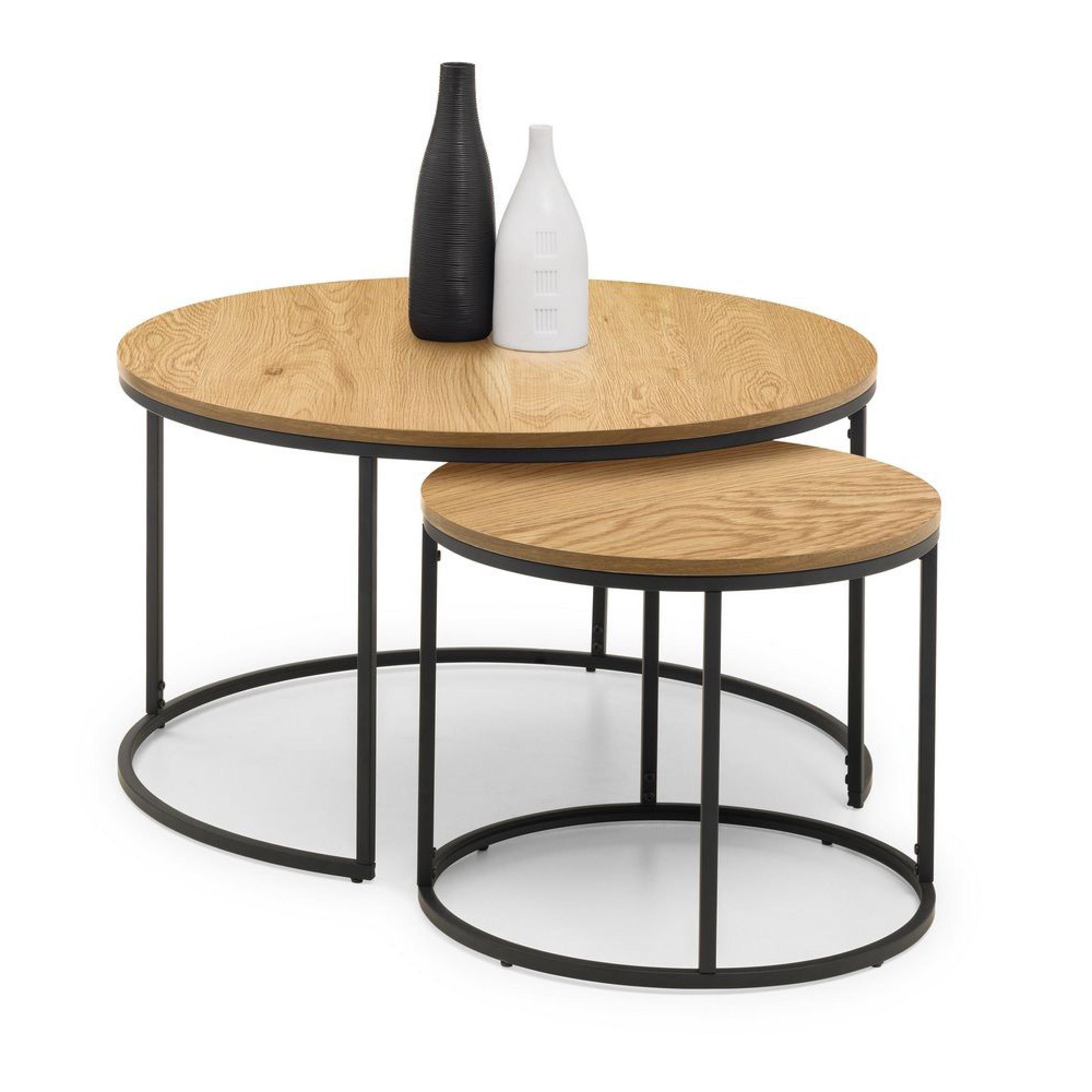 Bellini Nest of 2 Round Coffee Tables - Comes in Marble Effect and Wooden Finish Options