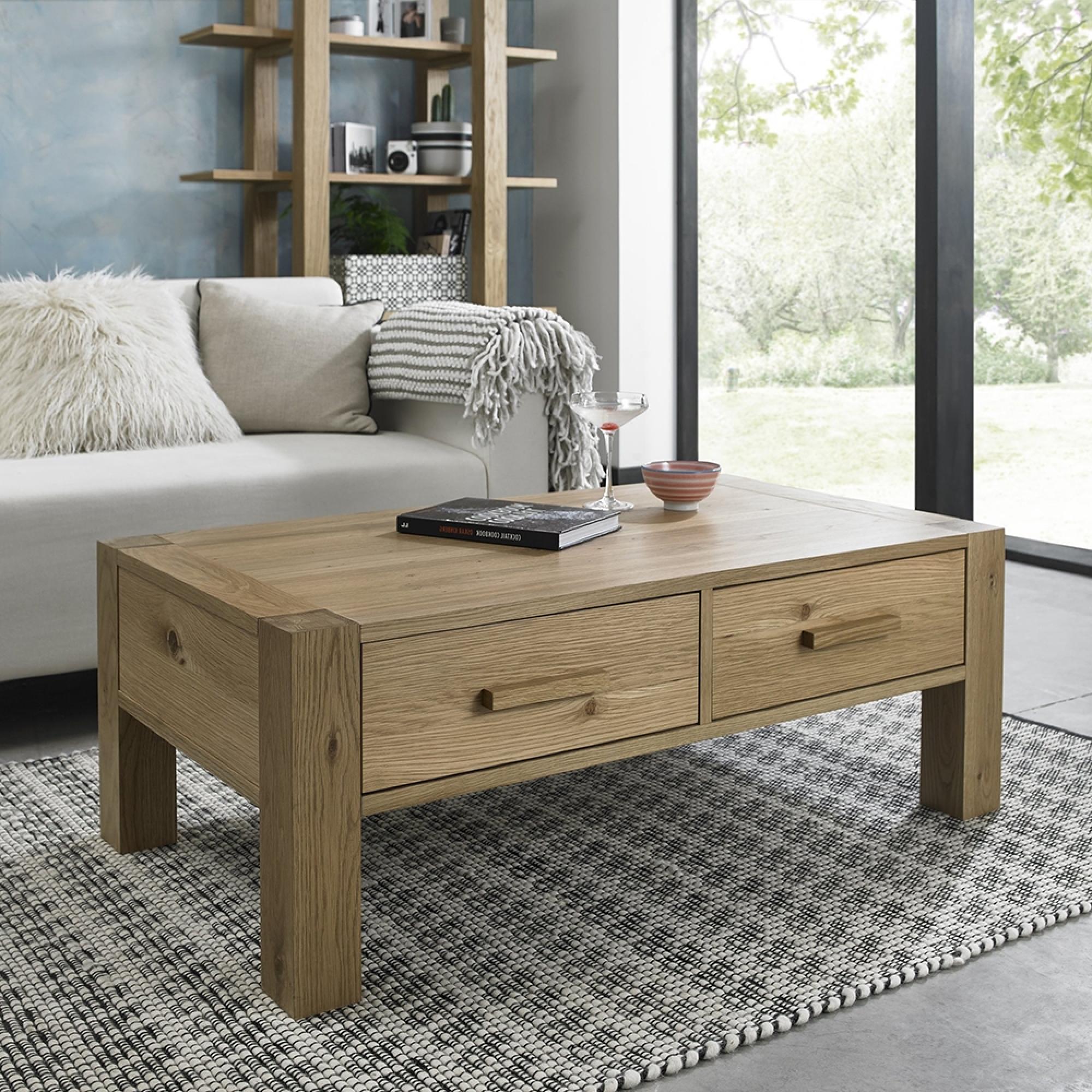 Turin Light Oak Coffee Table - Drawers