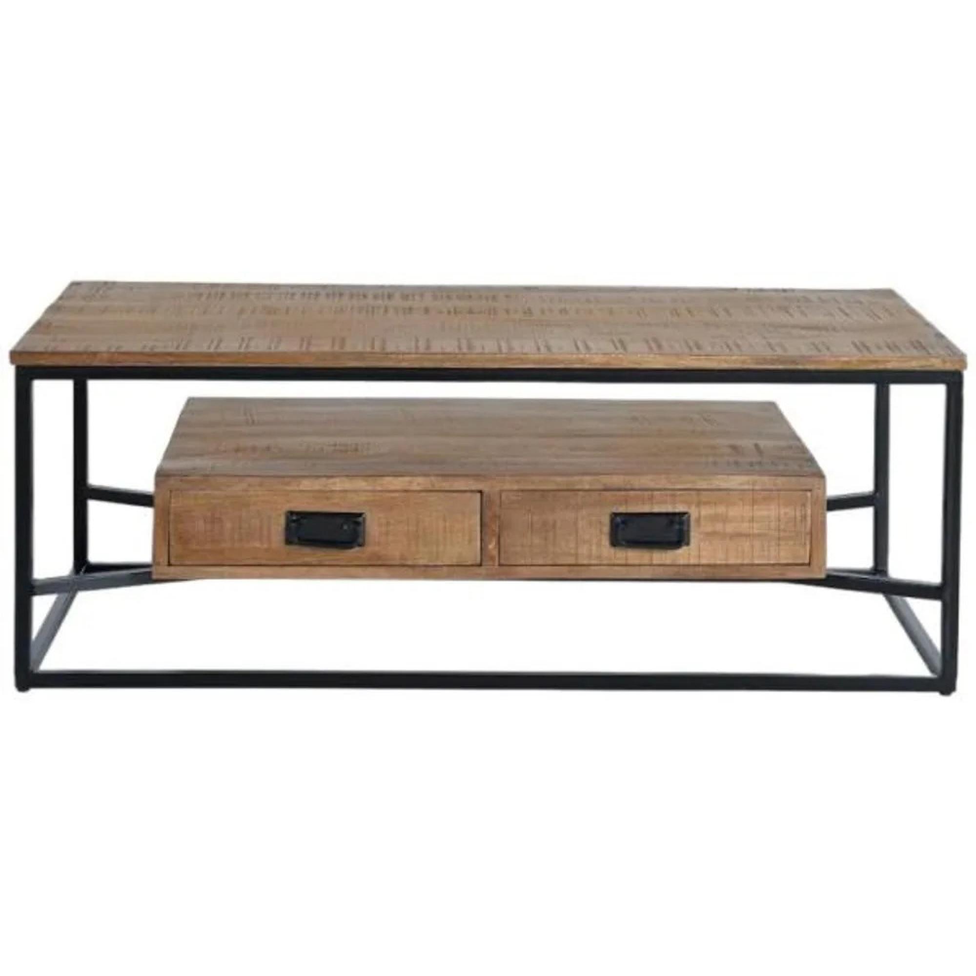 Bergamo Coffee Table - Industrial Style - Mango Wood - 2 Drawer