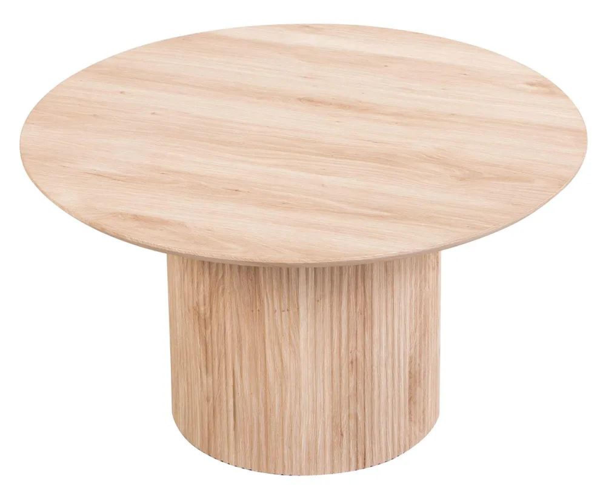 Bern Round Coffee Table - Oak - Fluted - Drum Base