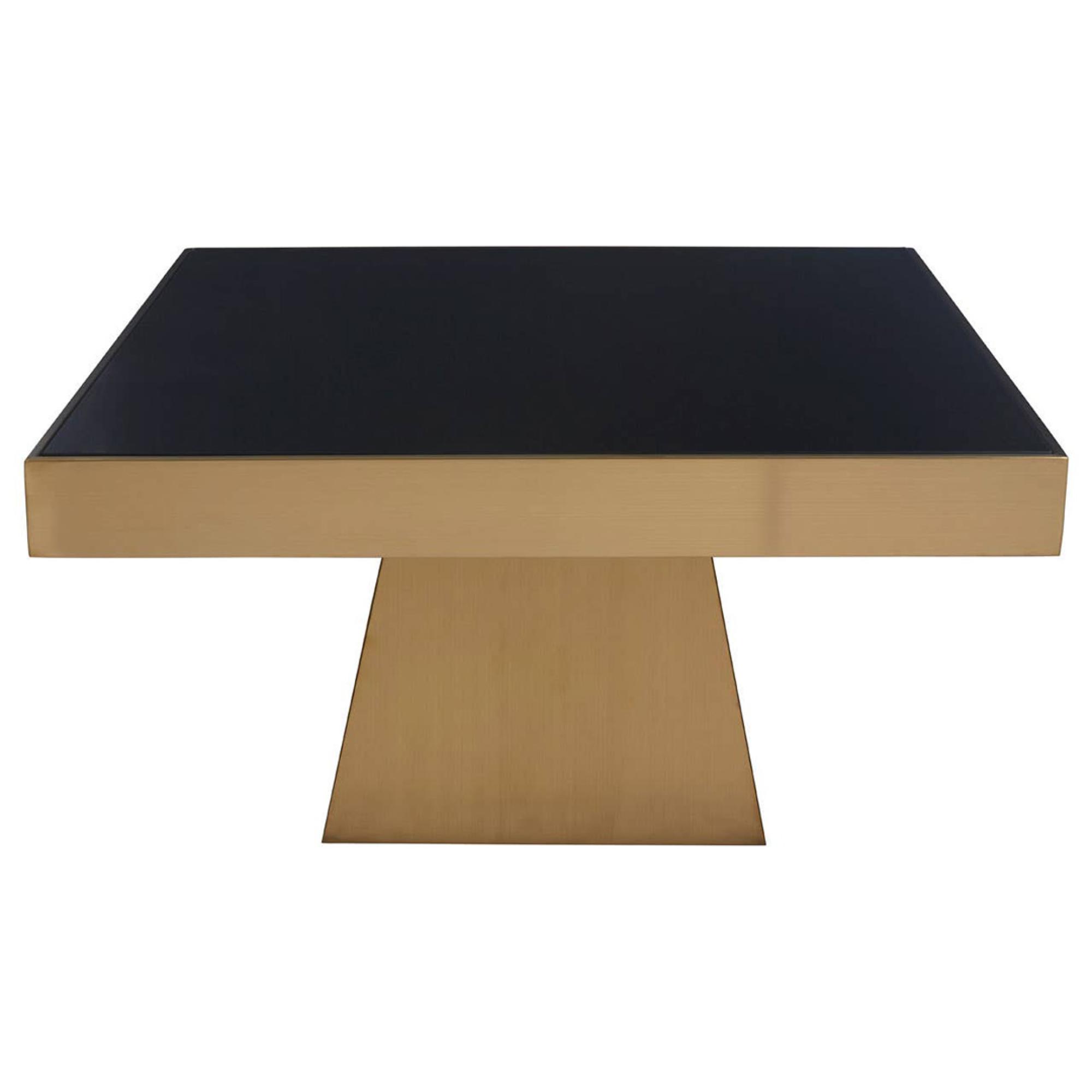 Carlox Coffee Table - Black Glass Square with Gold Base