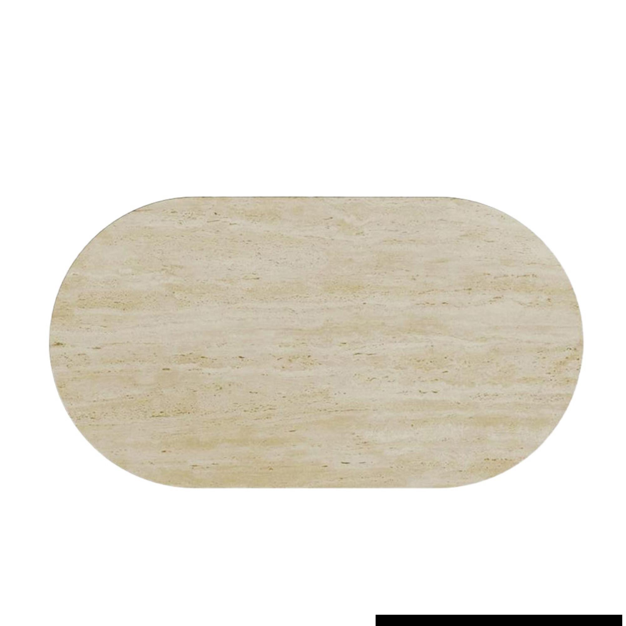 Carrera Coffee Table - Oval - Travertine Beige Engineered Marble