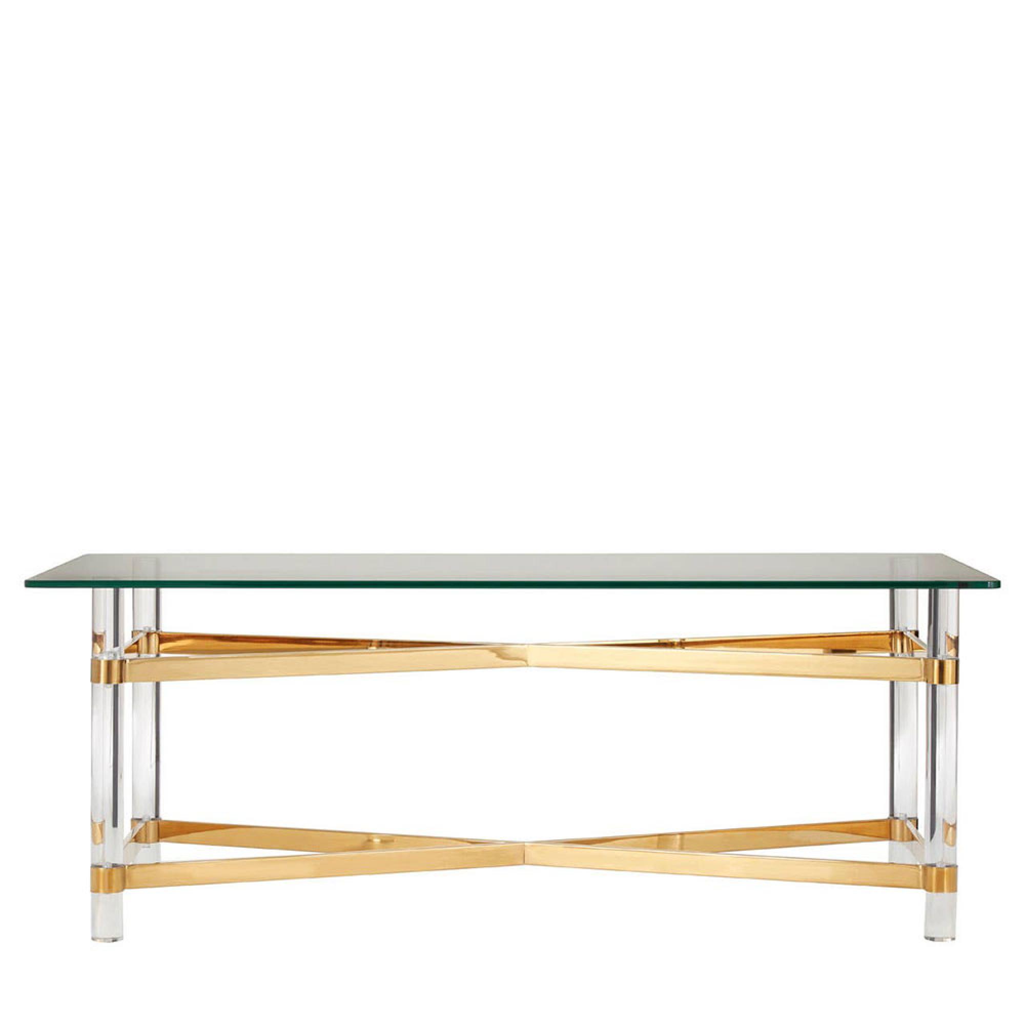 Clarence Coffee Table - Clear Glass with Gold Metal