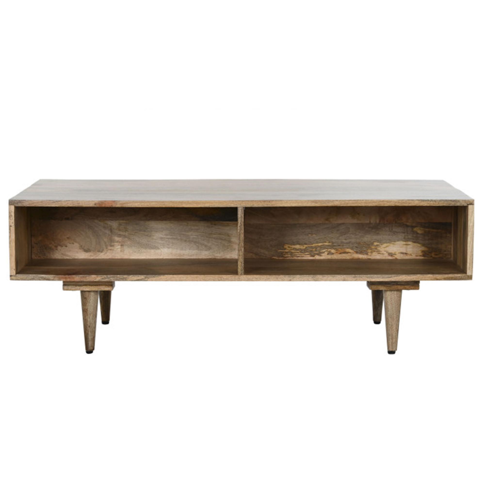 Clearance - Guna Coffee Table - 2 Drawer - Mango Wood White Geometric Printed - FSS16353