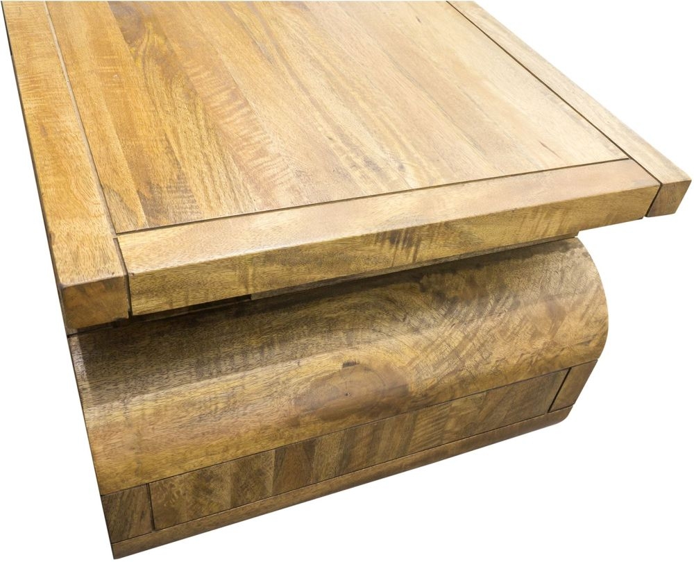 Curved Edge Coffee Table - 1 Drawer - Mango Wood