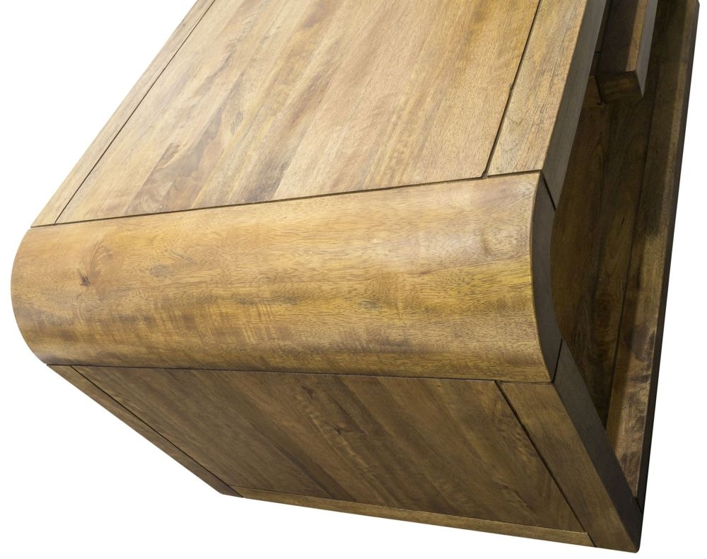 Curved Edge Coffee Table - 1 Drawer - Mango Wood