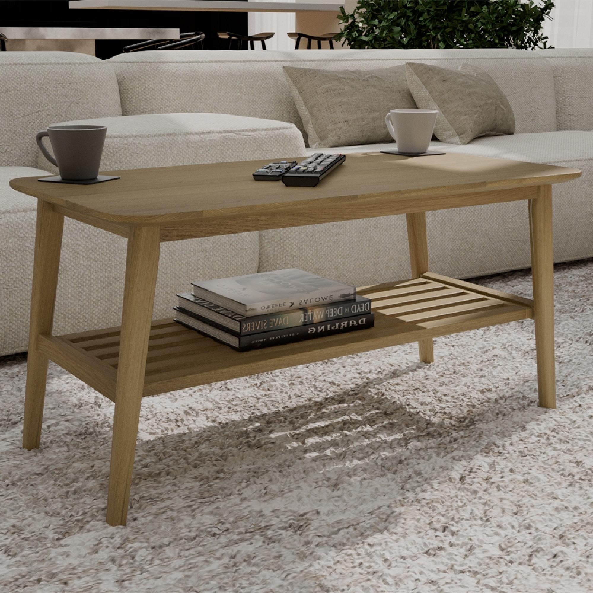 Scandic Coffee Table - Small - with Shelf - Danish Oak