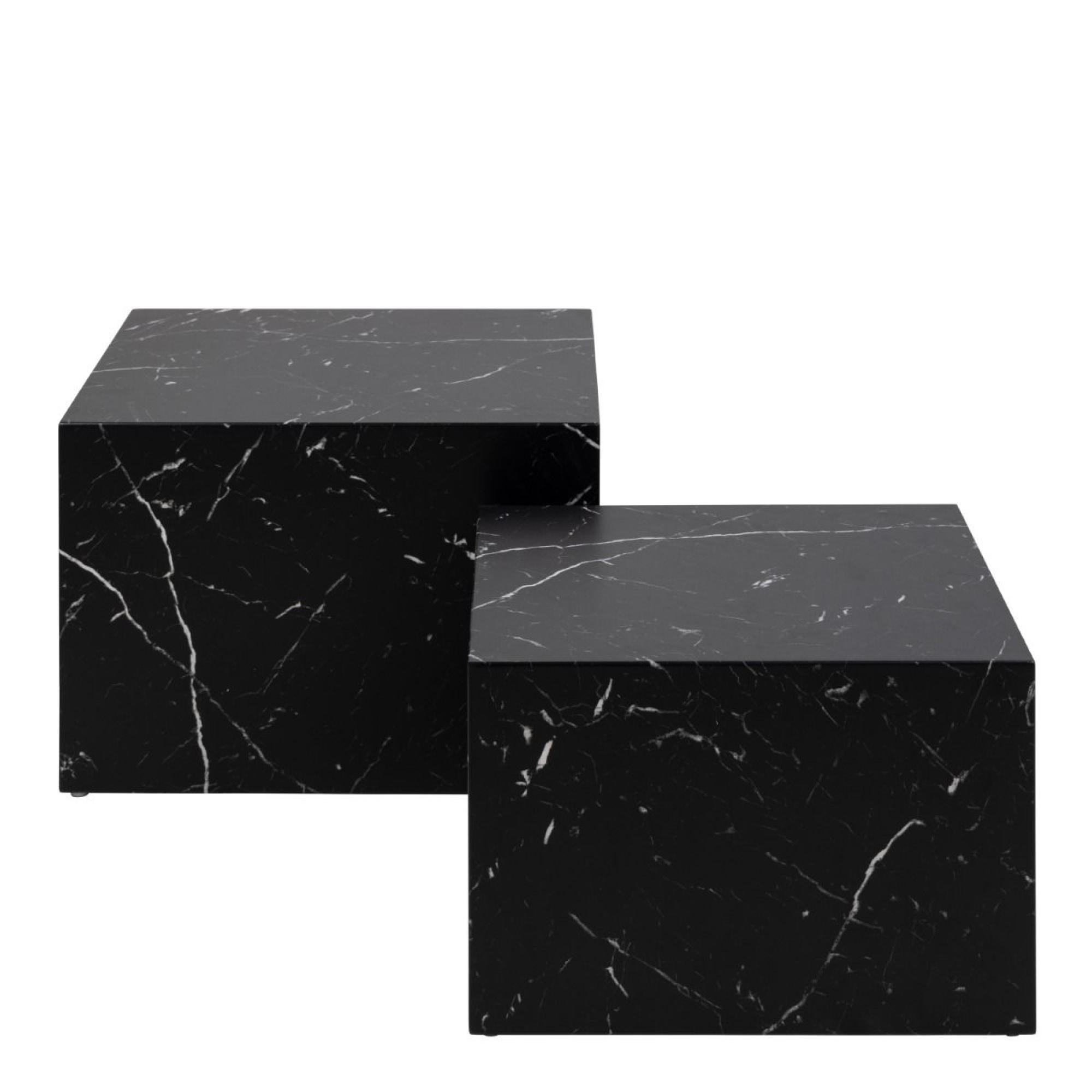 Dice Coffee Table - Square - Set of 2 - Black Marble