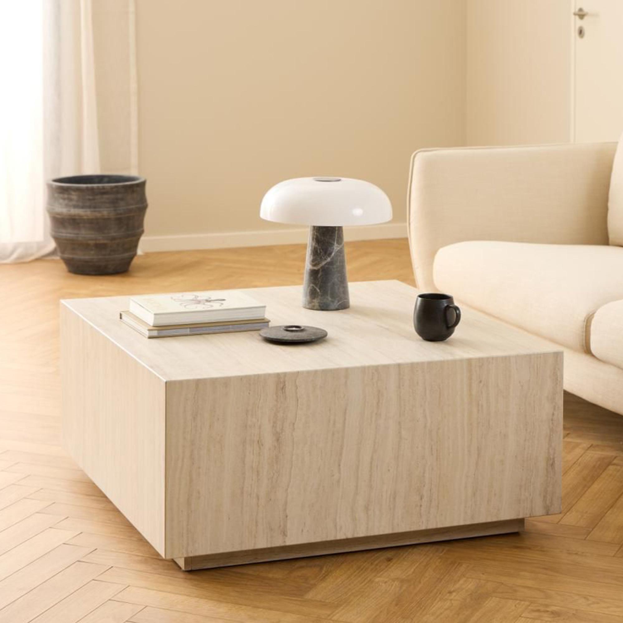 Dice Coffee Table - Travertine Effect - Square