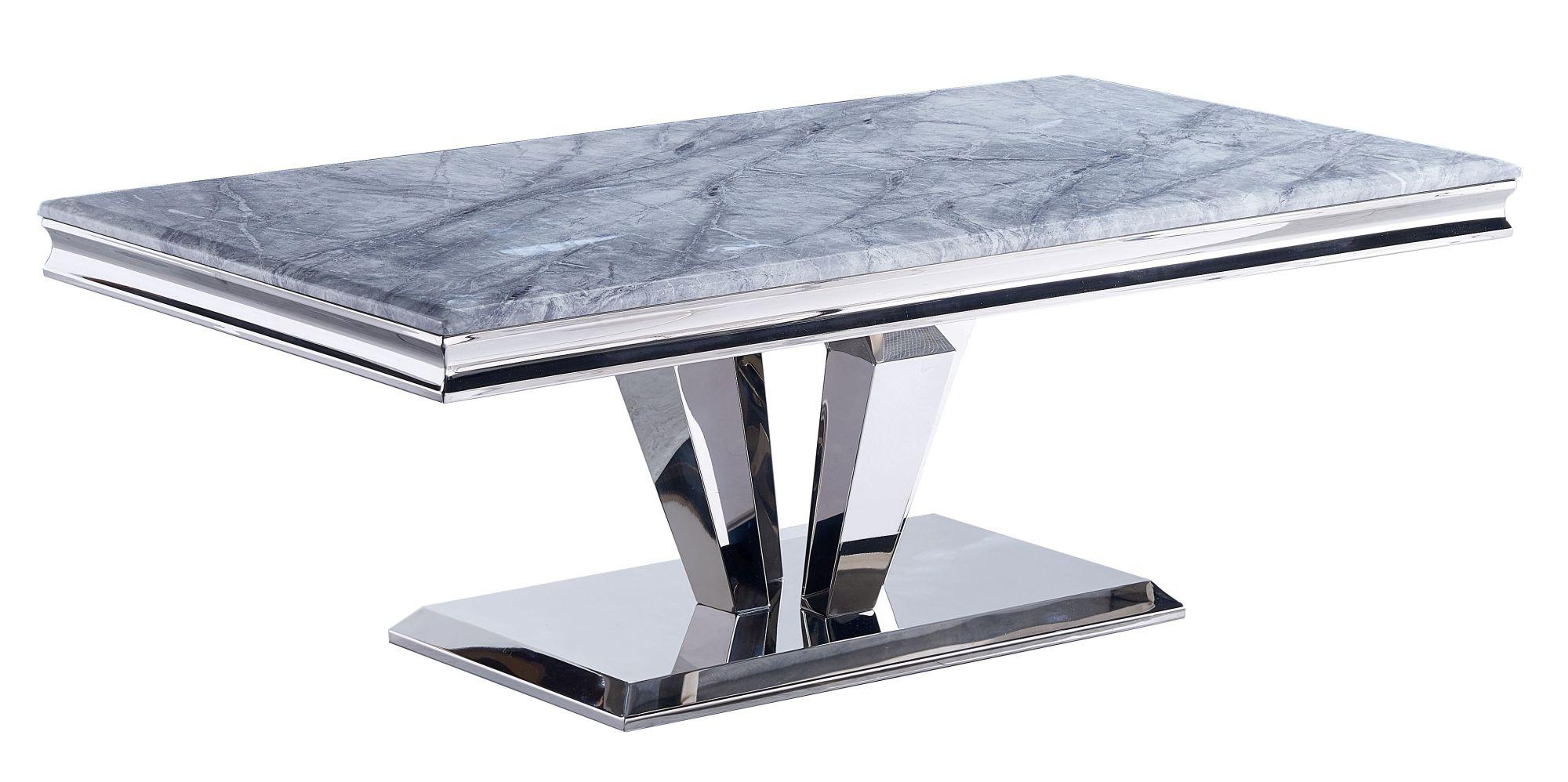 Dolce Coffee Table - Grey Marble & Chrome