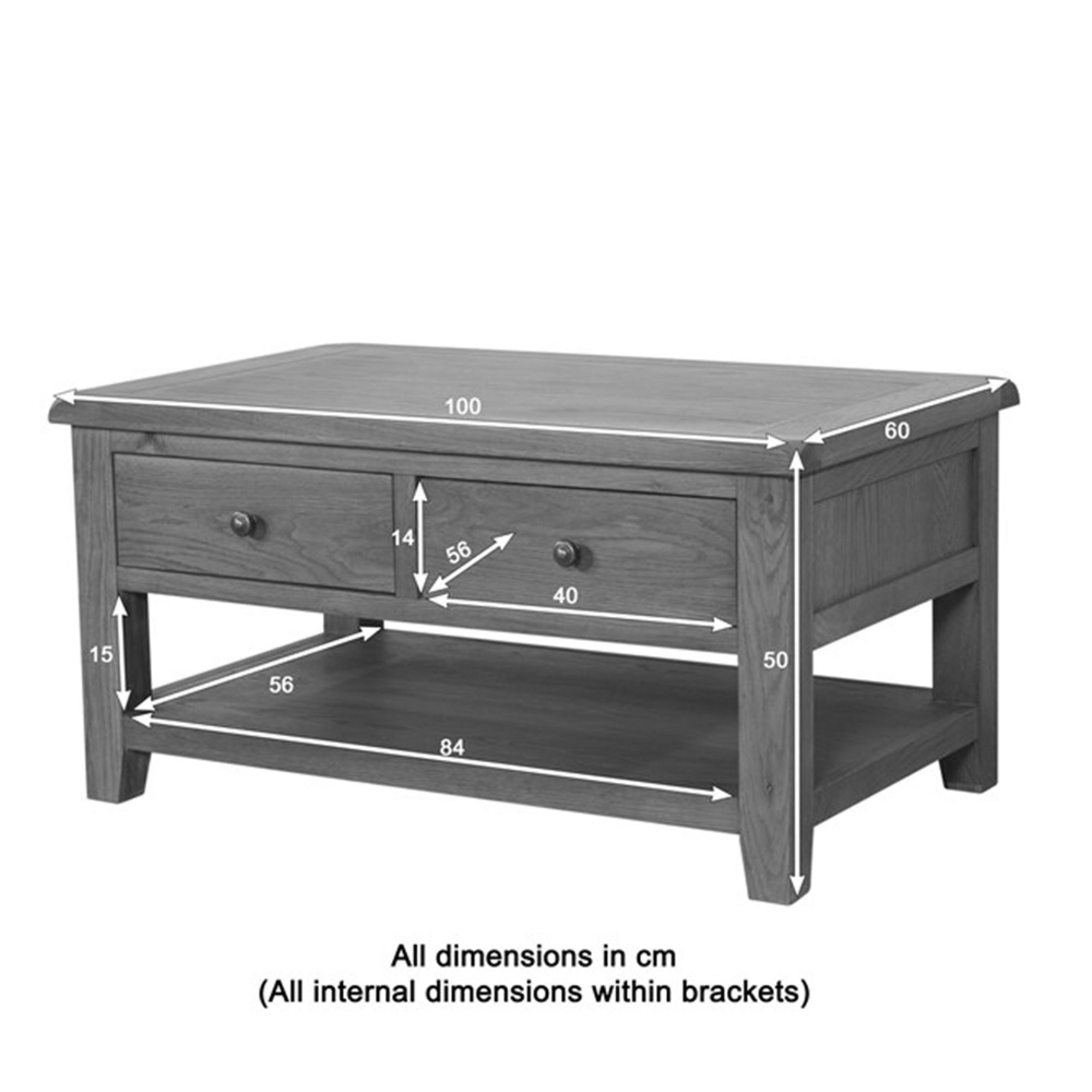 Dorset Coffee Table - 2 Drawer - Oak