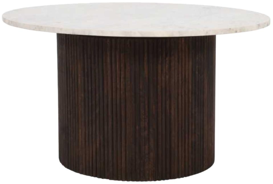 Fluted White Marble Top Round Coffee Table