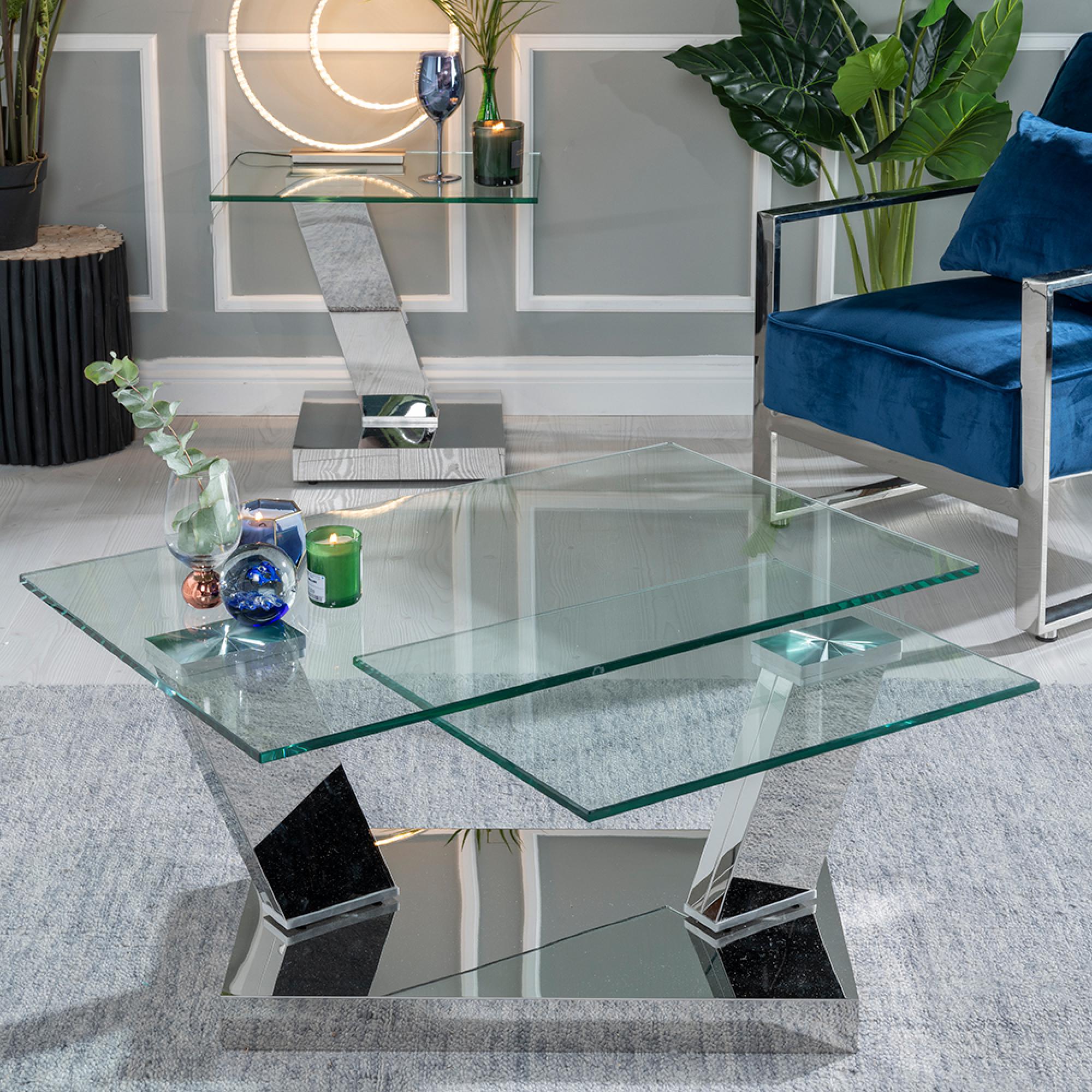 Fusion Coffee Table - Swivel - Glass Top