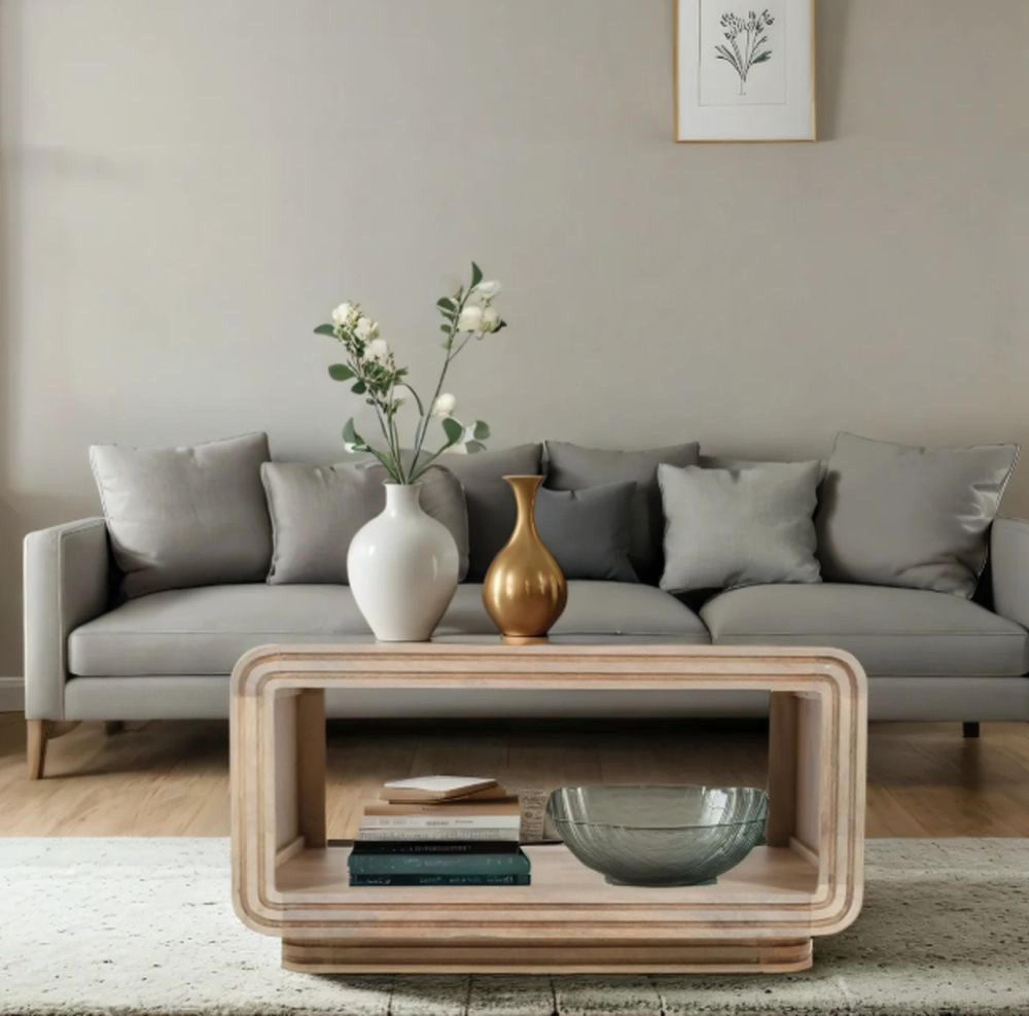 Hanover Ribbed Carved Mango Wood Coffee Table