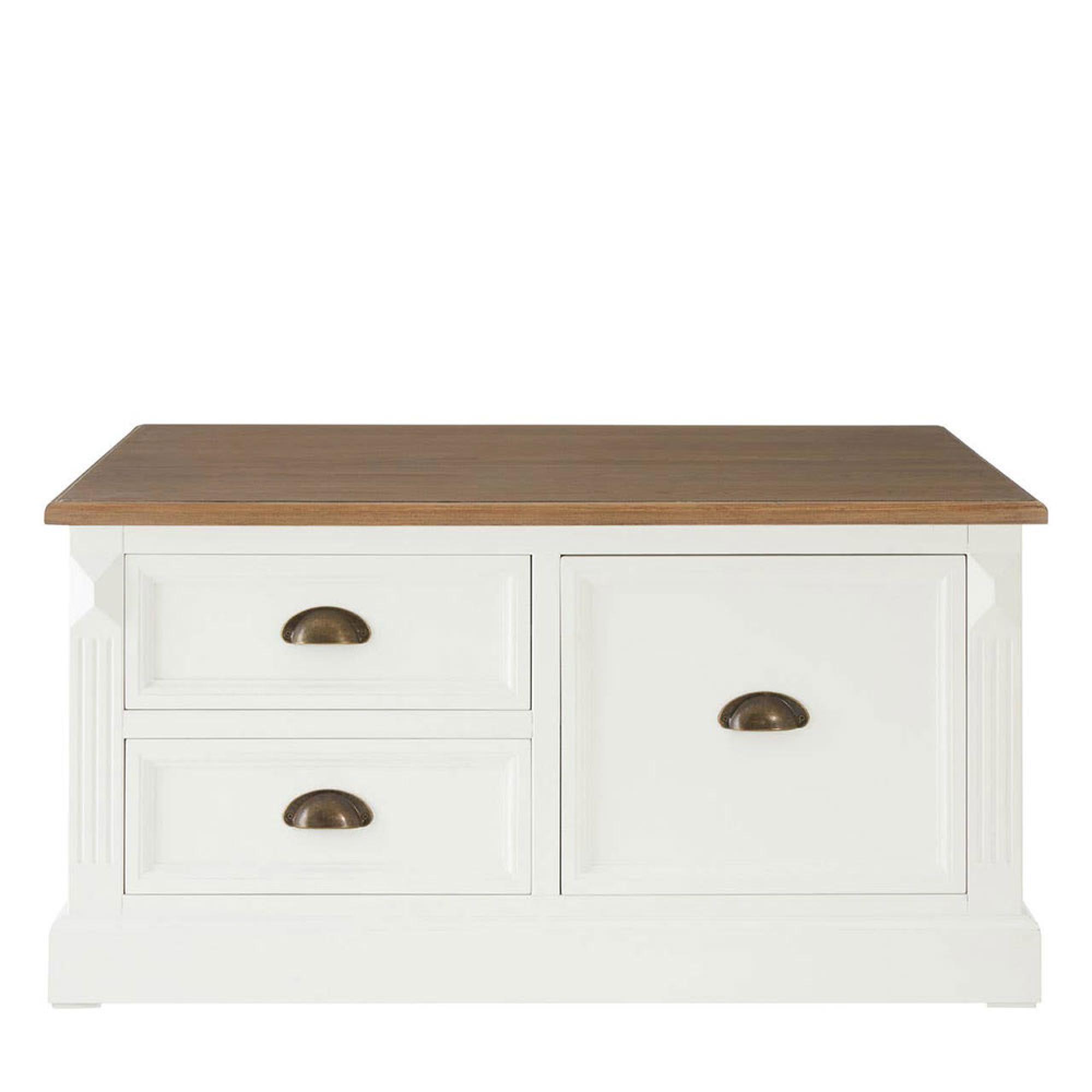 Hardwick Coffee Table - Square - White Wood - 6 Drawer