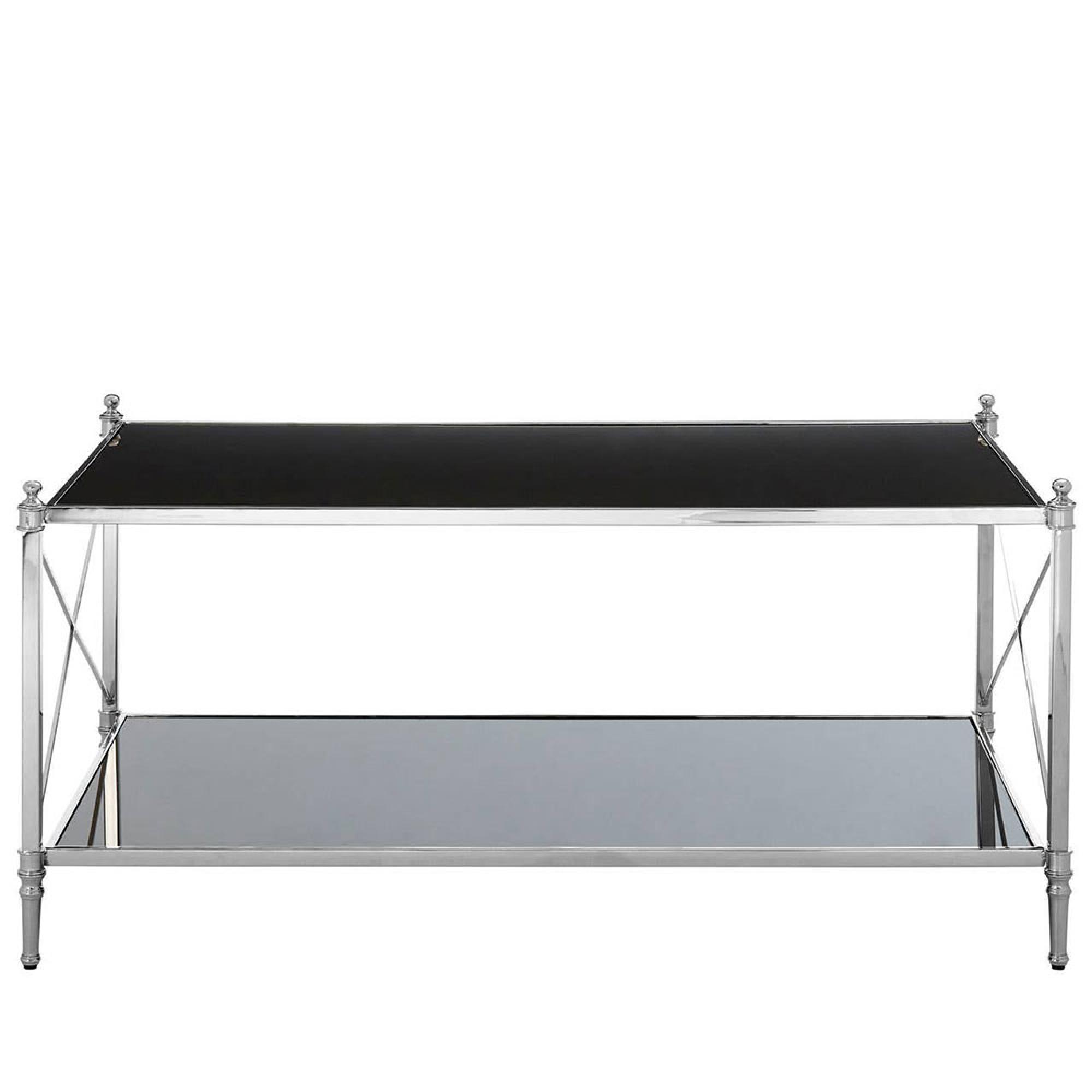 Hoffmann Coffee Table - Black Glass with Silver Metal