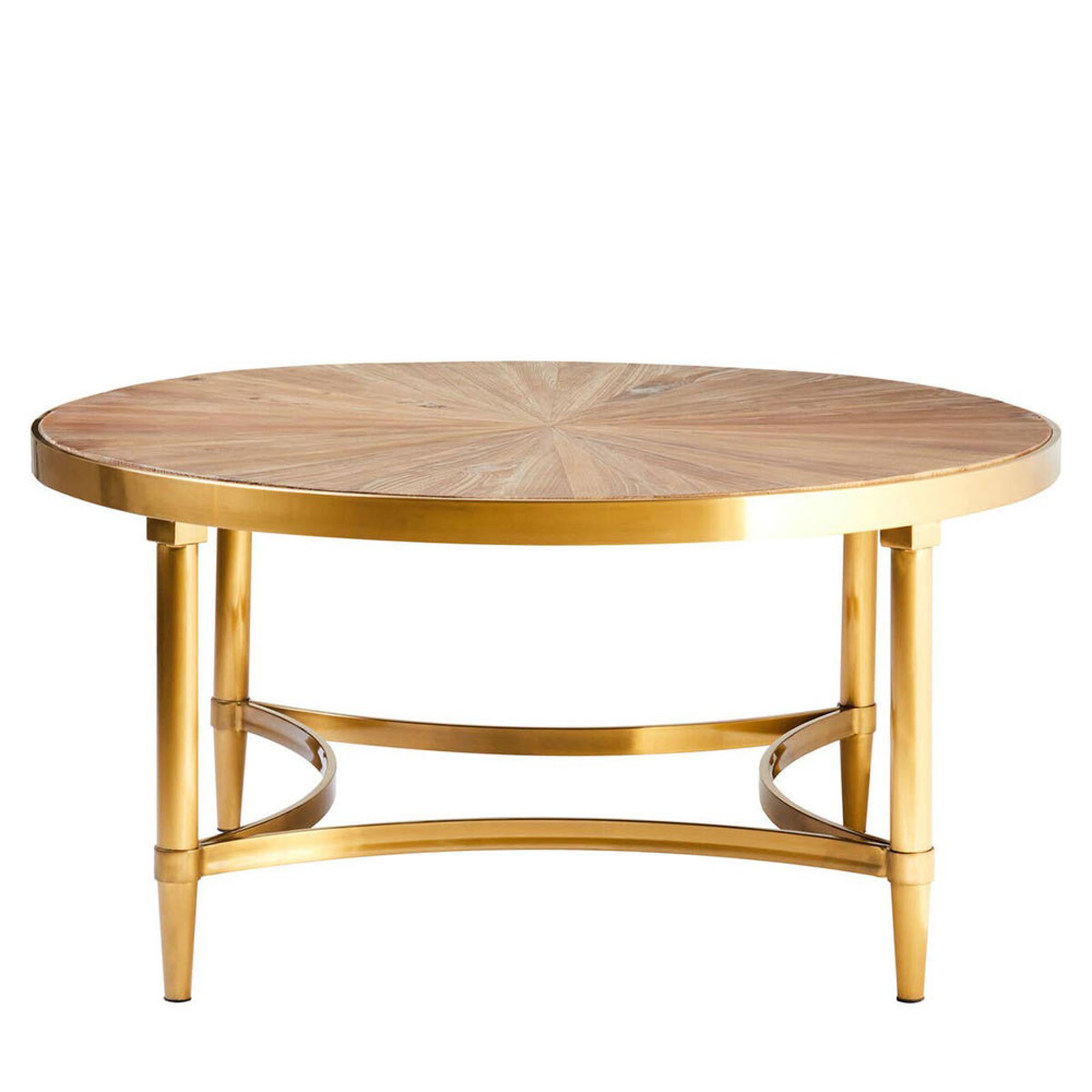 Jana Coffee Table - Round - Wood with Gold Legs