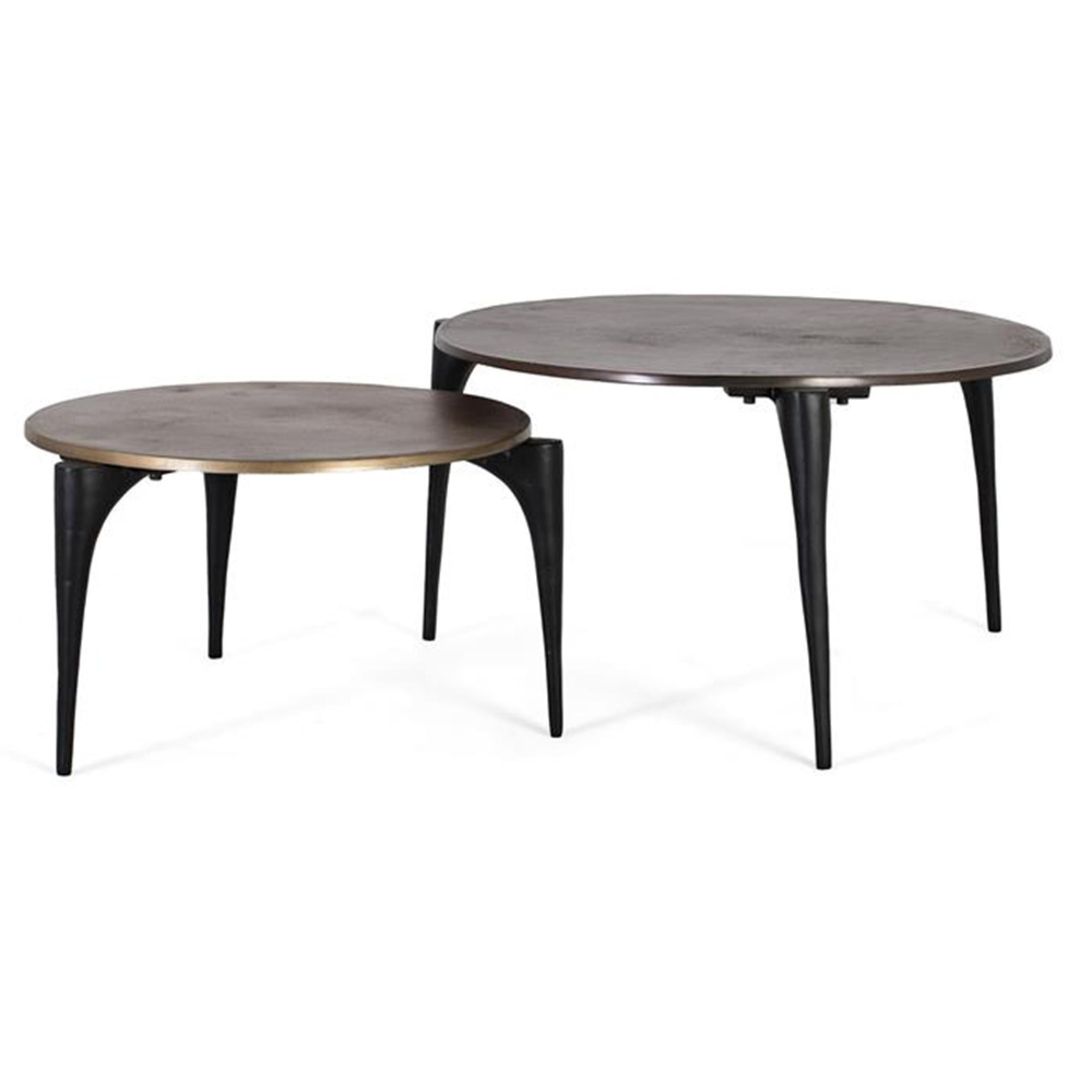 Kaboni Coffee Table - Bronze and Gold Metal - Round - Set of 2