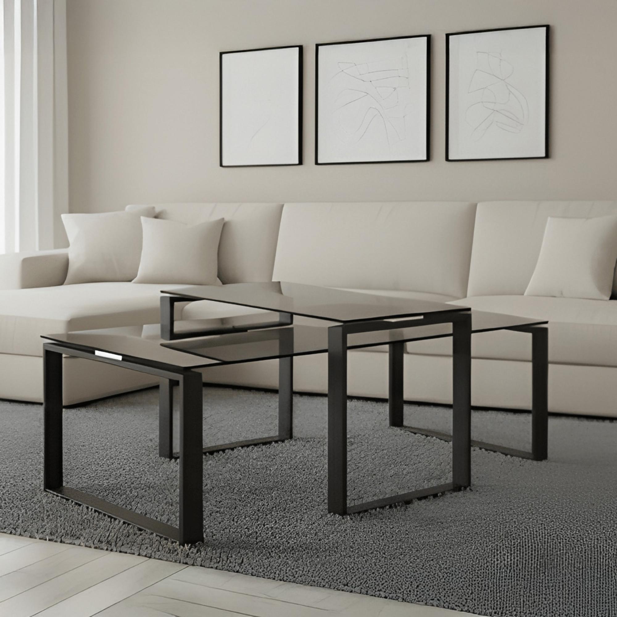 Katrine Coffee Table - Smoked Glass - Set of 2