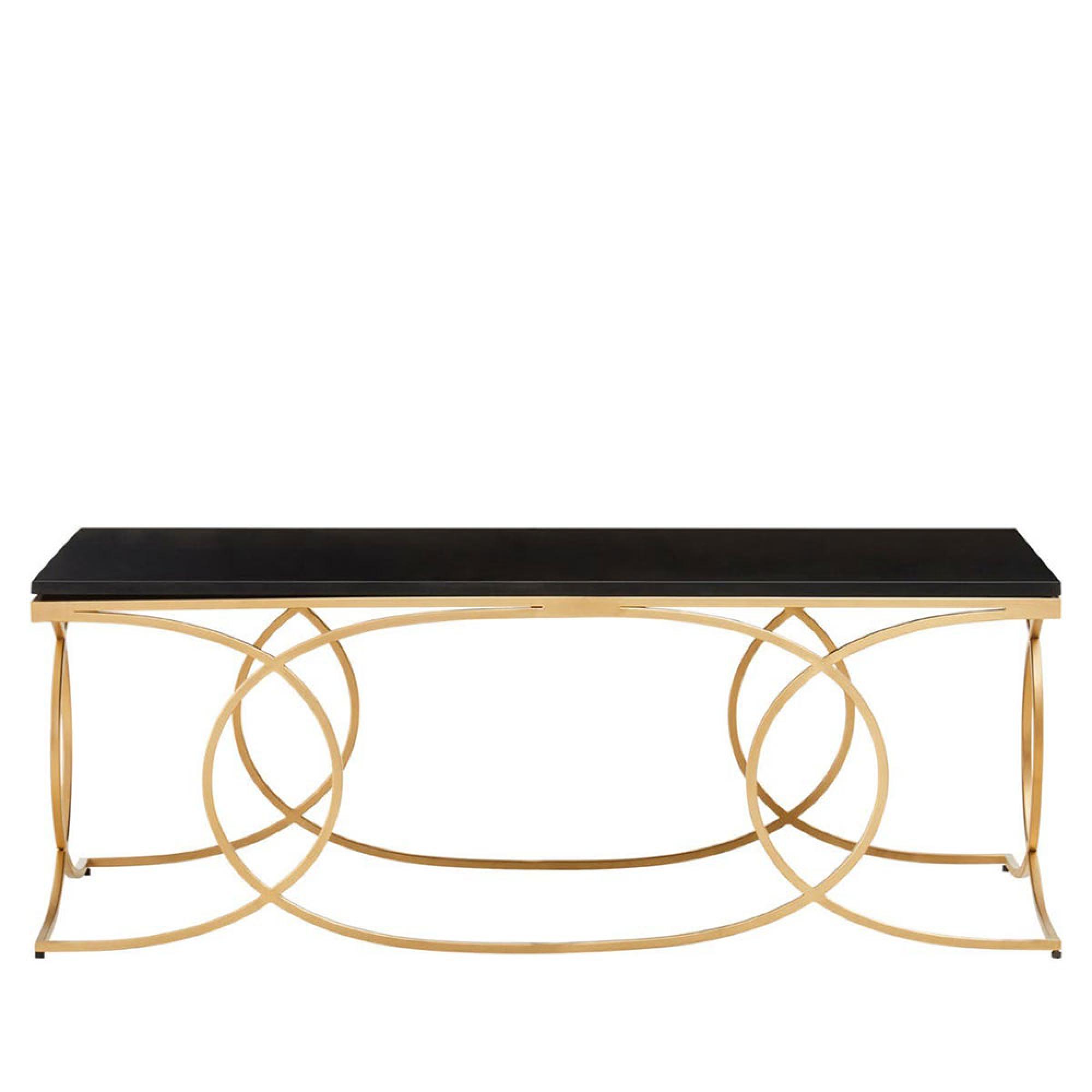 Kia Coffee Table - Black Marble with Gold Metal