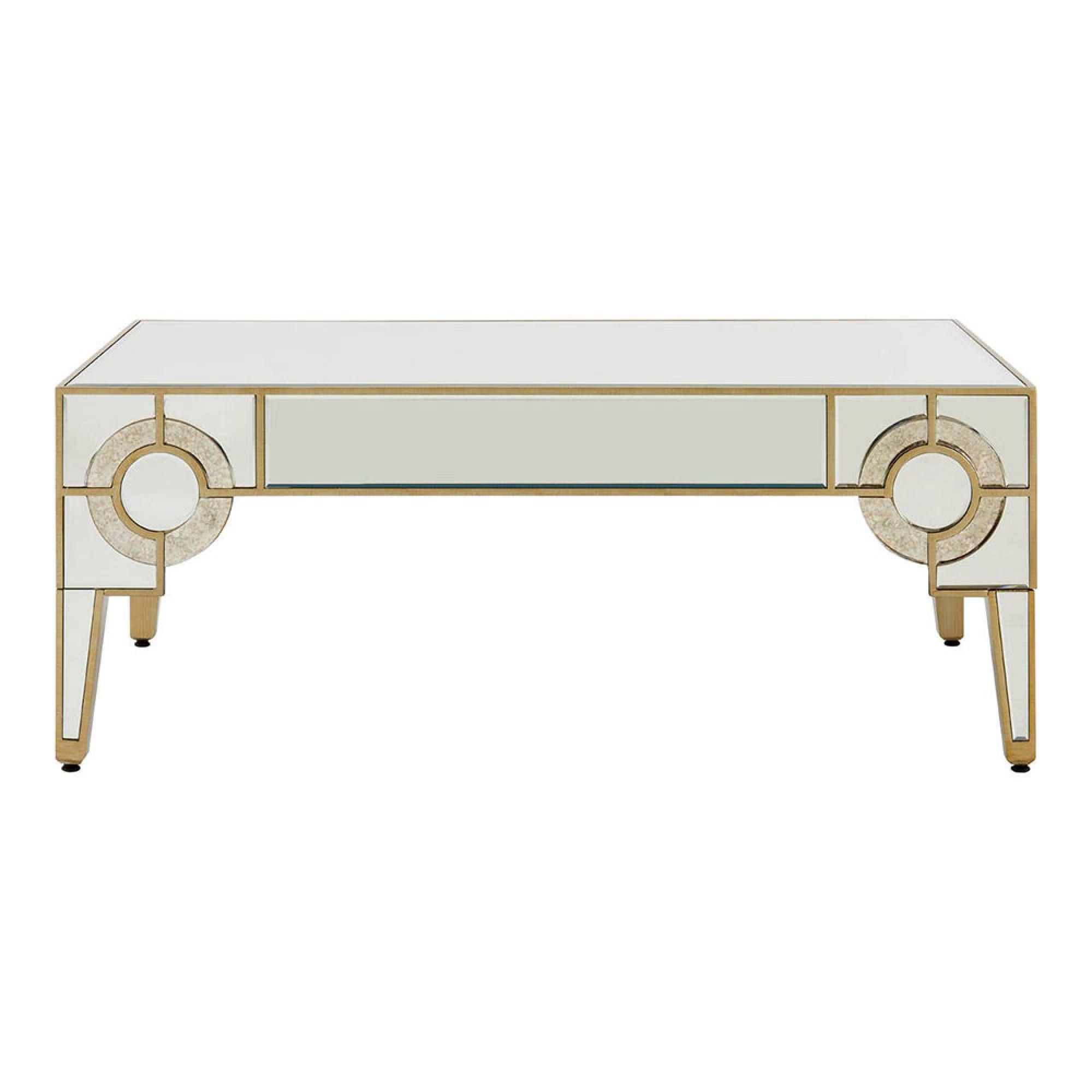 Knightsbridge Coffee Table - Mirrored with Gold Trim