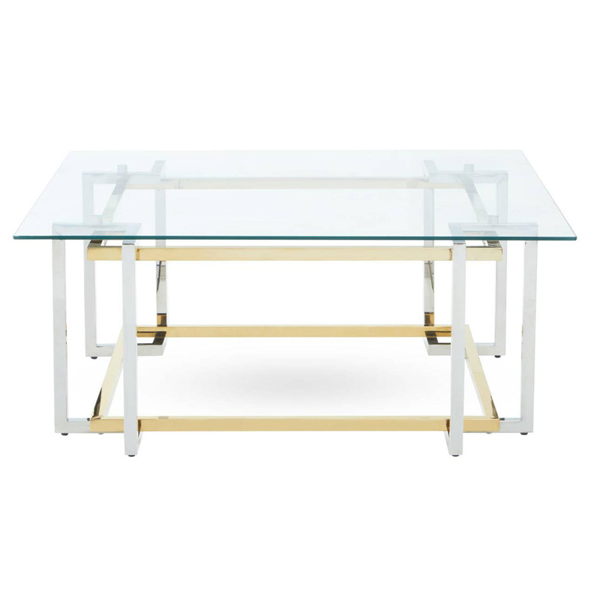 Layne Coffee Table - Glass with Chrome Base