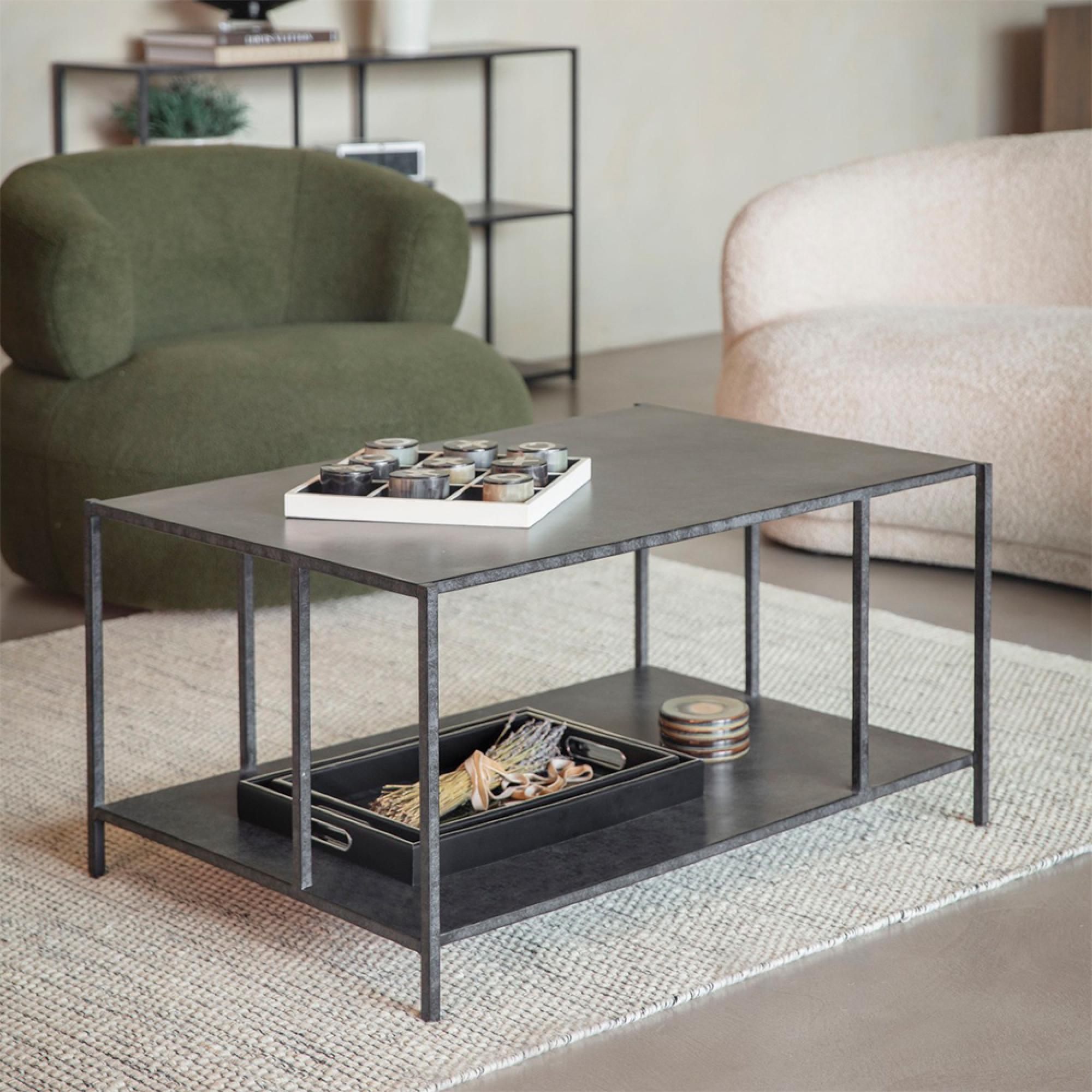 Brooks Coffee Table - Mottled Black Metal