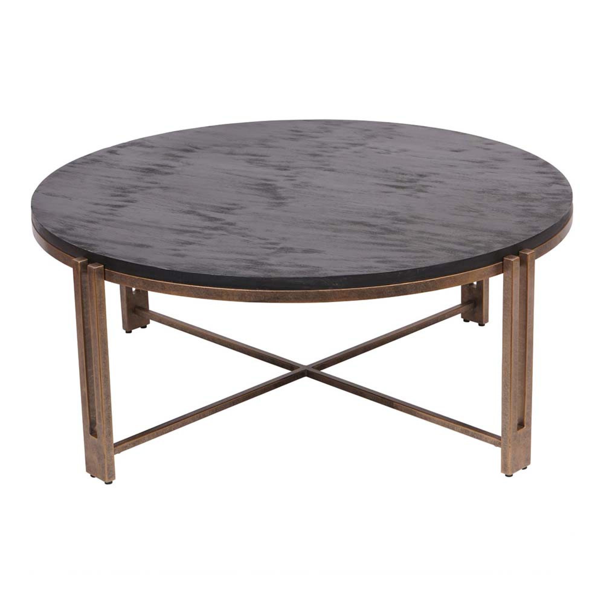 Dalston Coffee Table - Black Sandblasted Wood - Round
