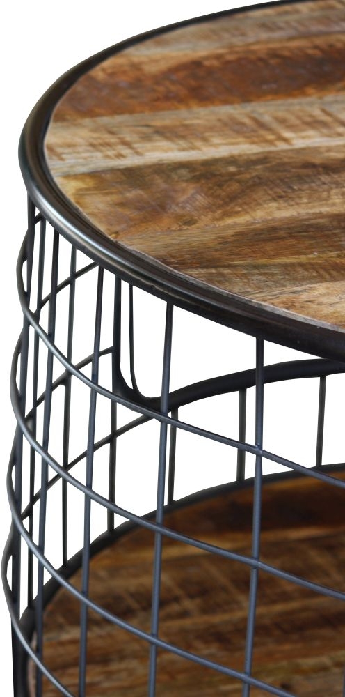 Metro Coffee Table - 90cm - Round - Industrial Style Wooden