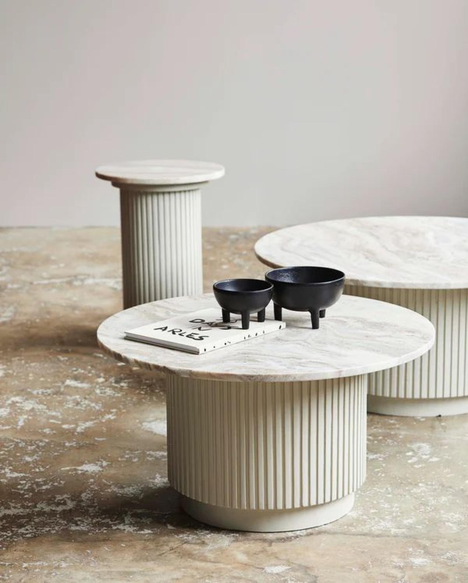 Erie Coffee Table - Round - Large - Ivory Marble