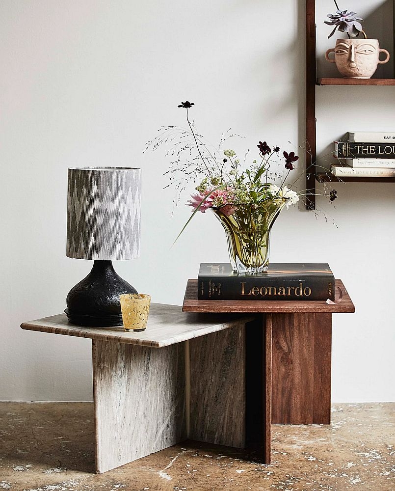 Odta Coffee Table - Low - Wood & Marble