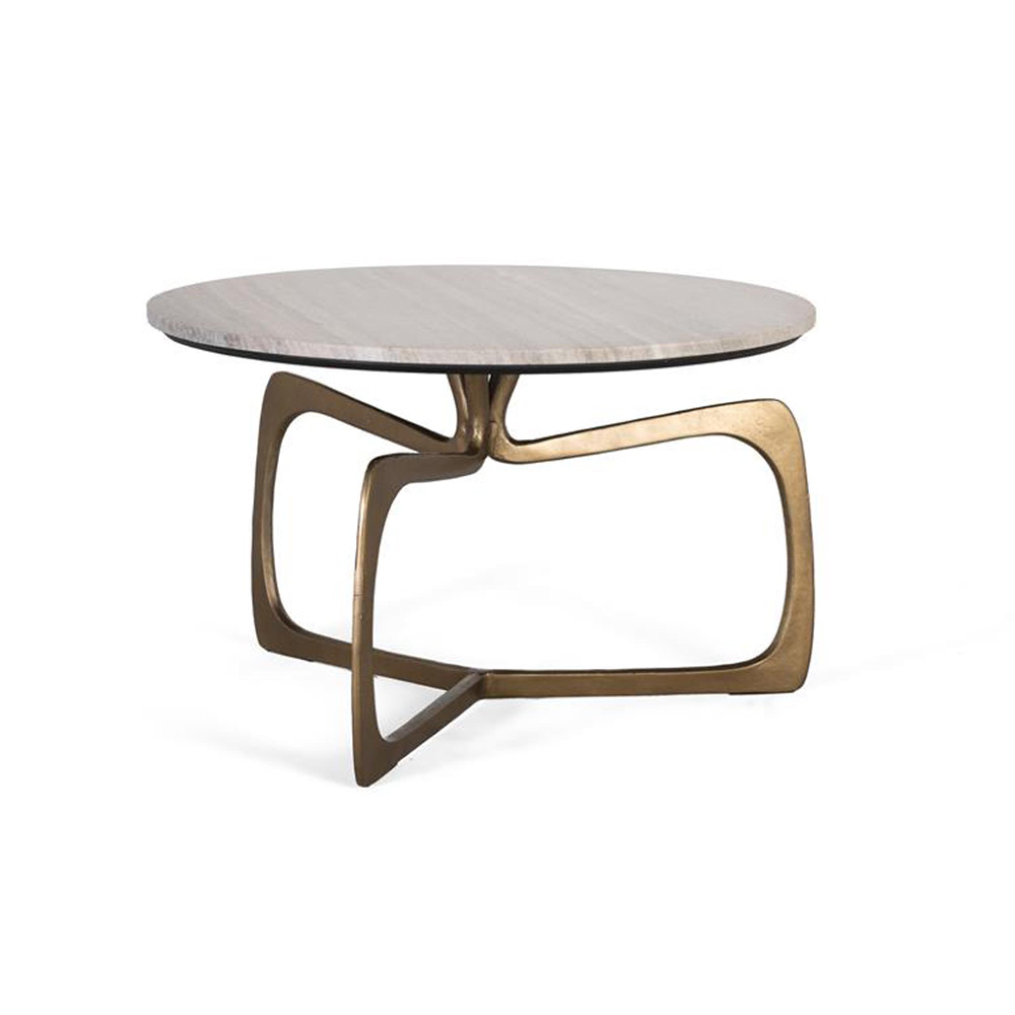 Newgale Coffee Table - Grey Marble and Gold - Round