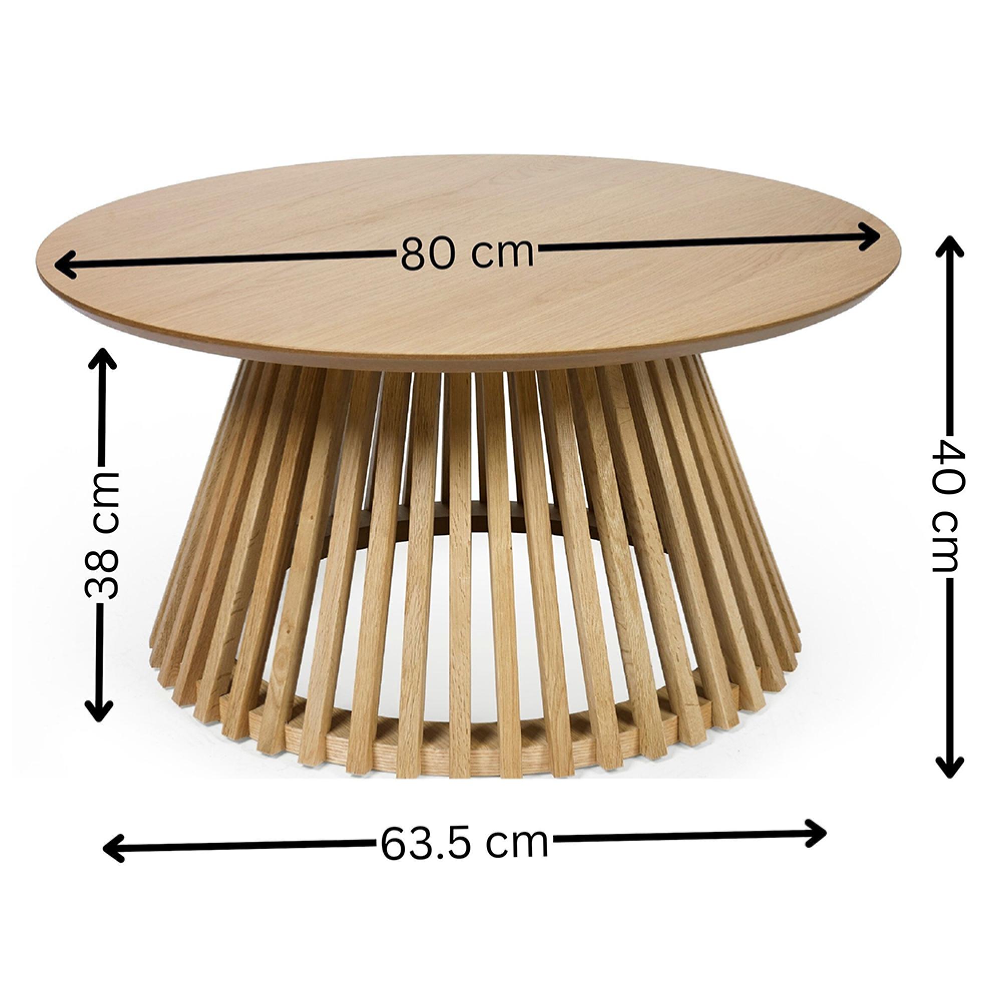 Ollie Coffee Table - Round - Slatted Base - Natural Oak