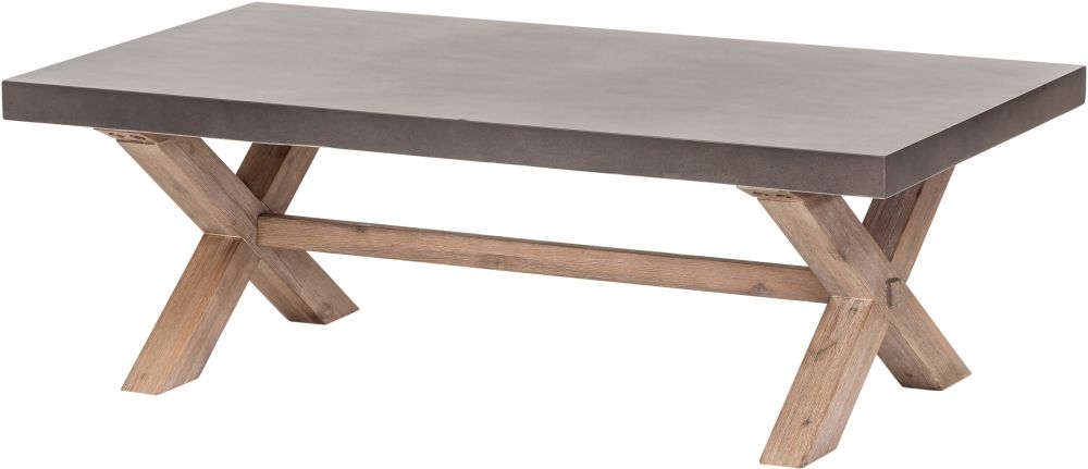 Pimlico Acacia Wood and Concrete Top X Leg Coffee Table