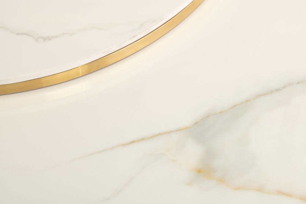 Portafino Coffee Tables - Set of 2 - Round - Kass Gold Marble Effect and Gold