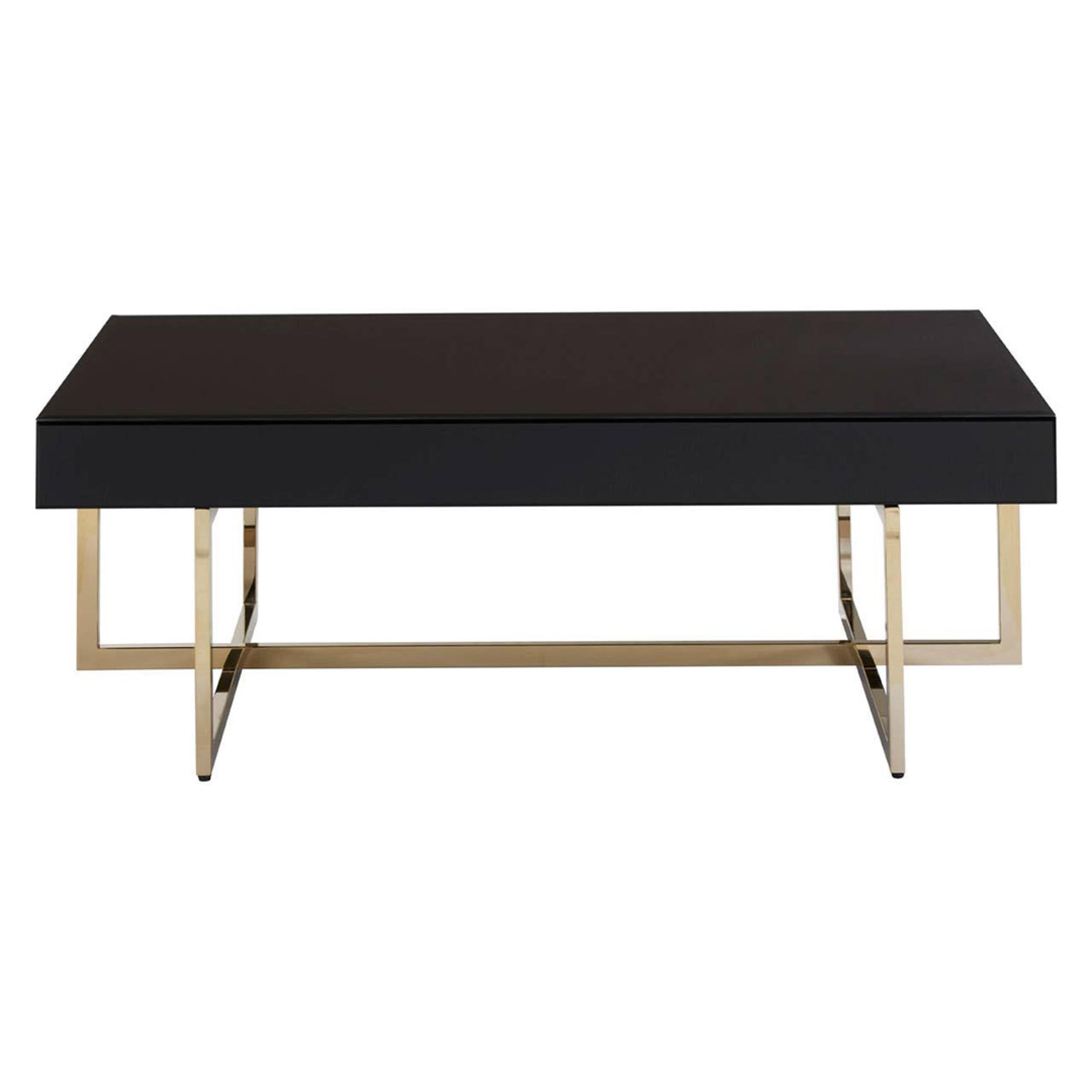 Ragusa Coffee Table - Black Glass with Gold Legs
