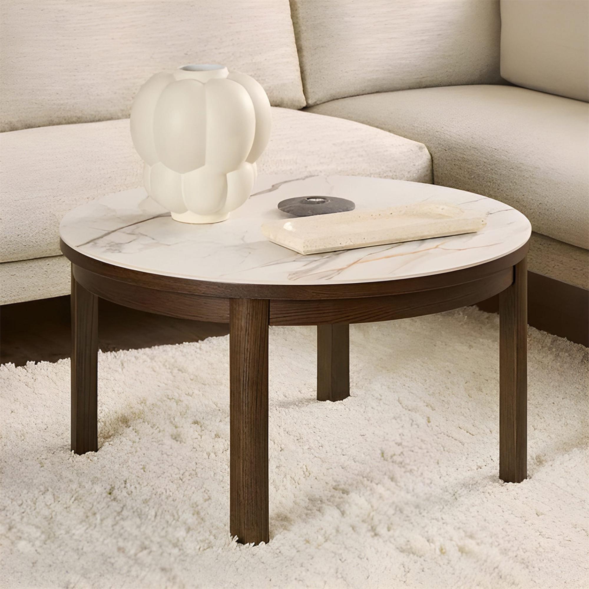 Southampton Coffee Table - Round - Ceramic Top - Dark Oak