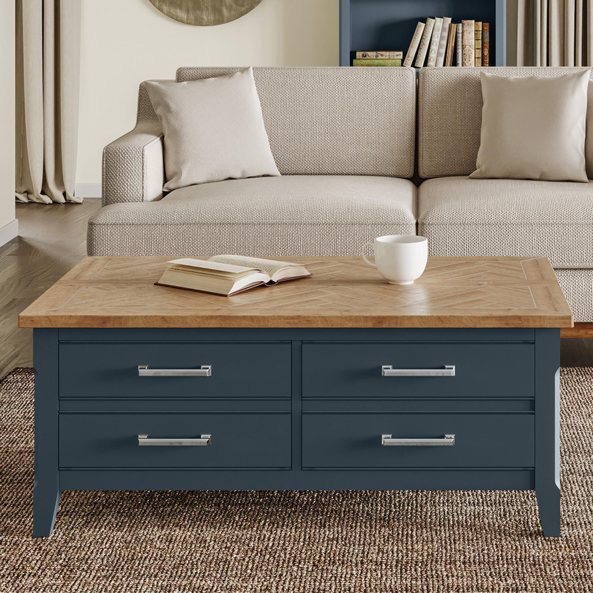 Signature Blue Trunk Coffee Table - 4 Drawer