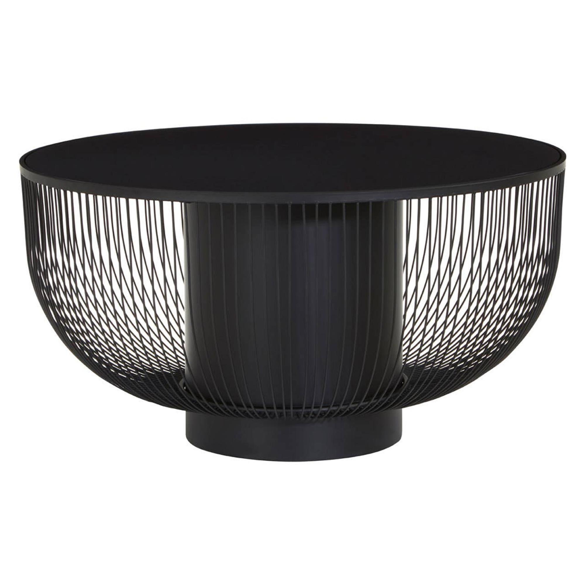 Trento Coffee Table - Round - Black Glass with Wired Design