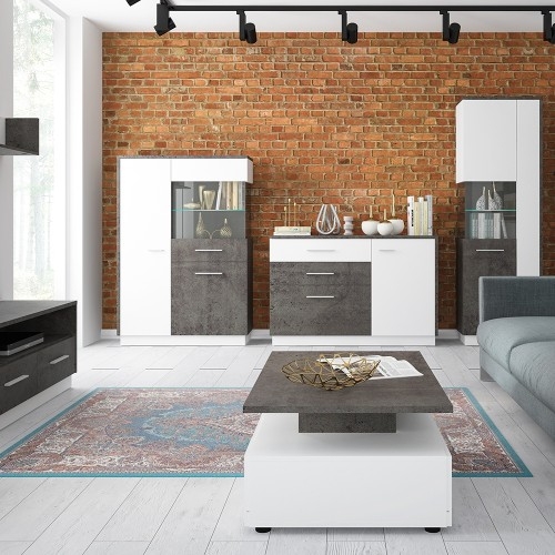 Zingaro Coffee Table - 2 Drawer - Grey and White
