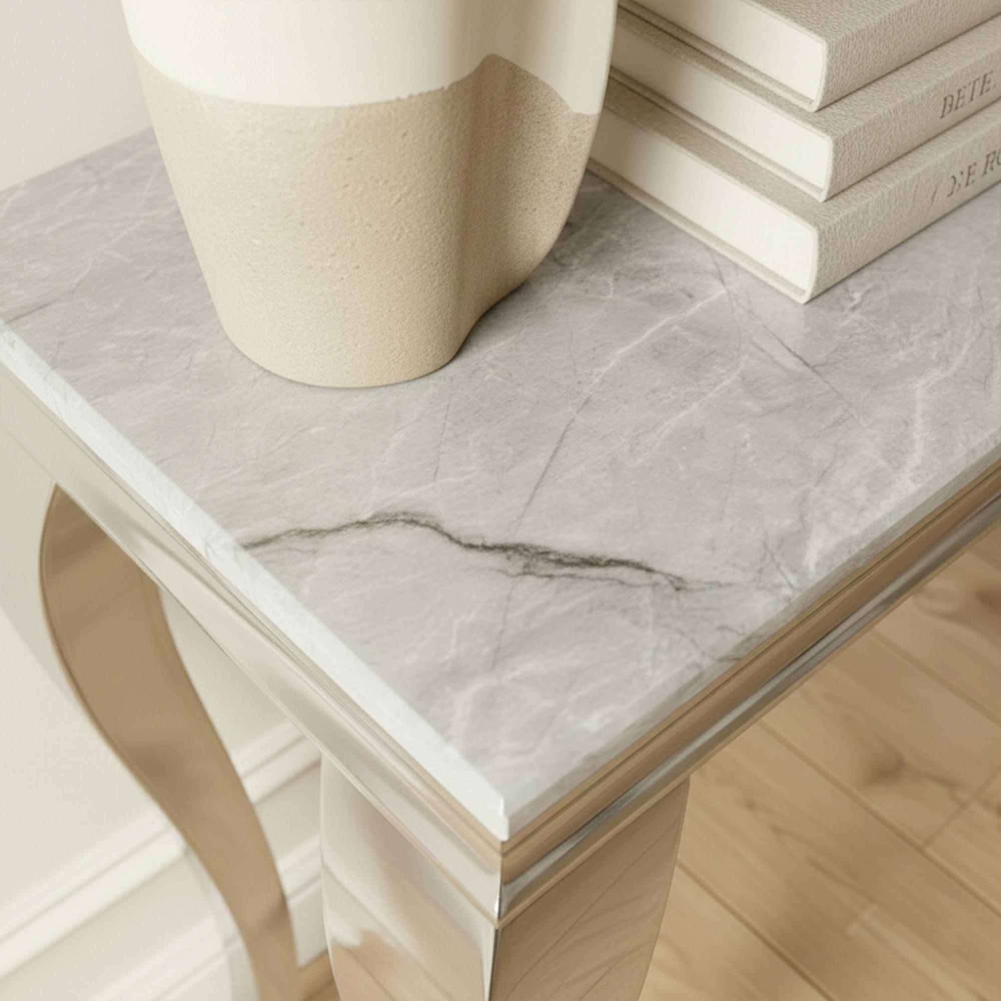 Louis Console Table - Grey Marble & Chrome