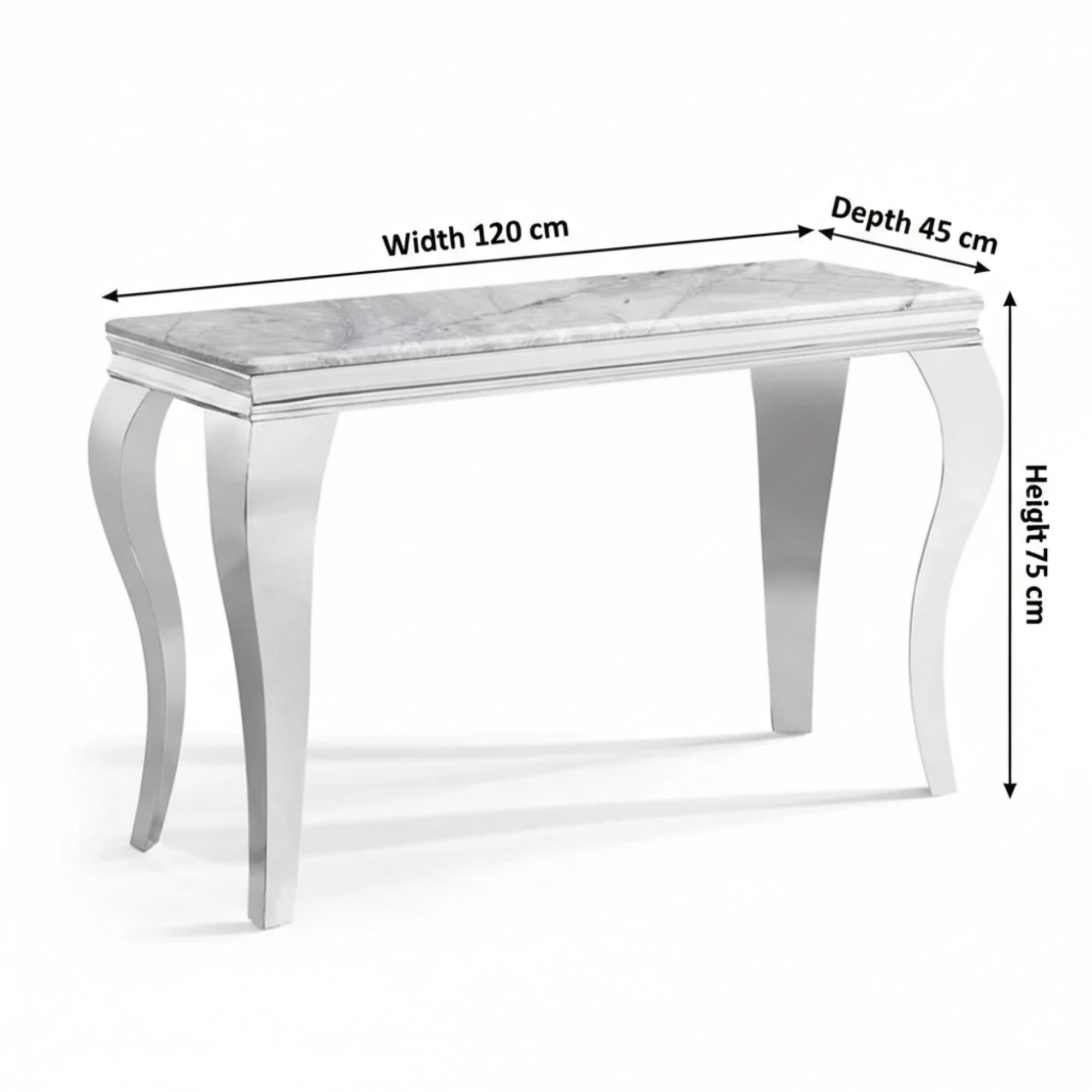 Louis Console Table - Grey Marble & Chrome